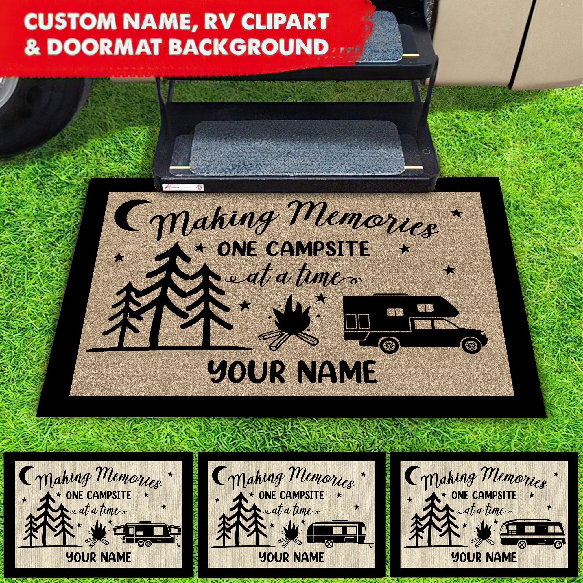 Making Memories One Campsite Outdoor Doormat For Camper, RV Camping Gift