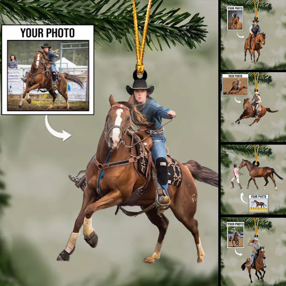 Riding Horse Ornament Custom Photo