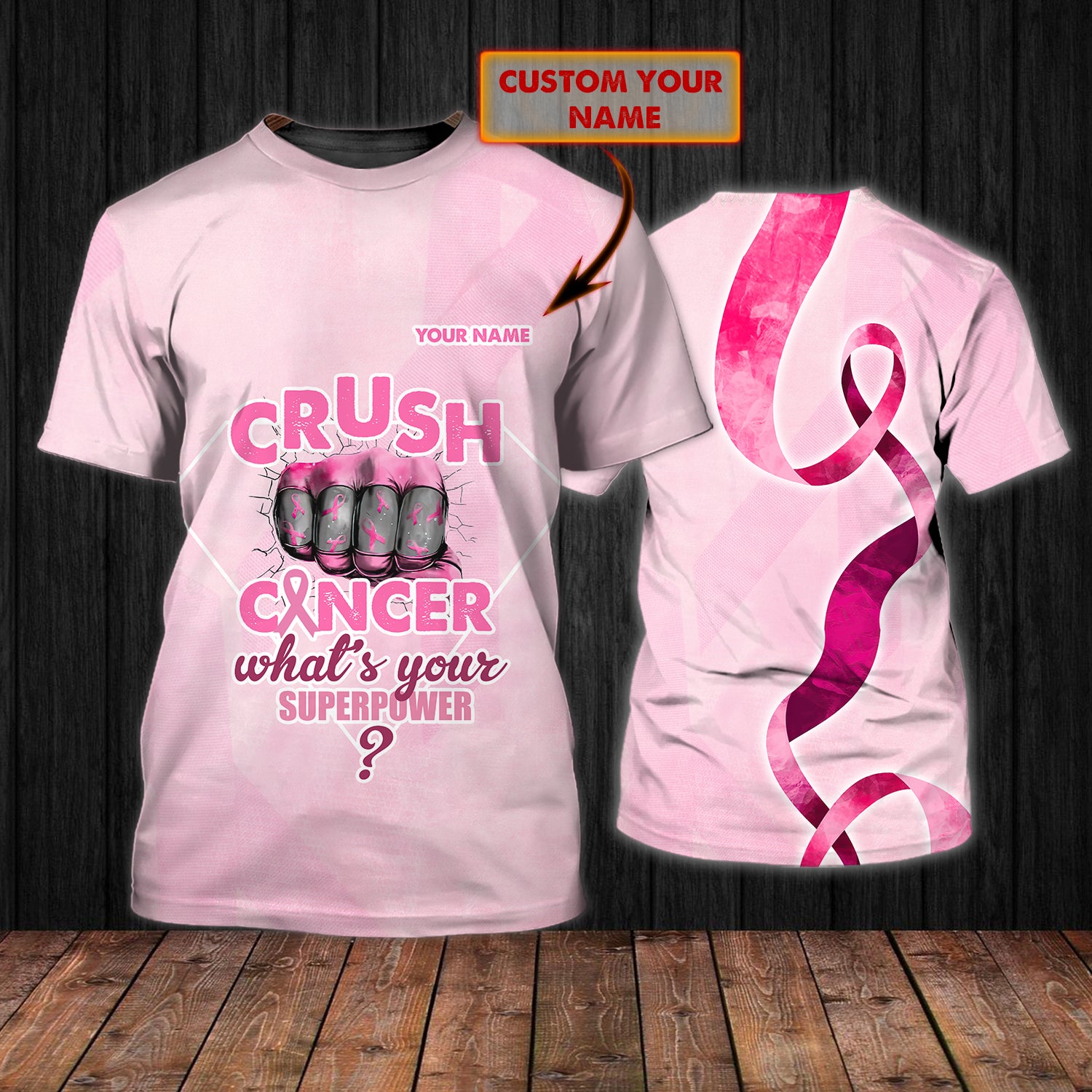 Breast Cancer Awareness - Personalized Name 3D T-Shirt - Nmd 82