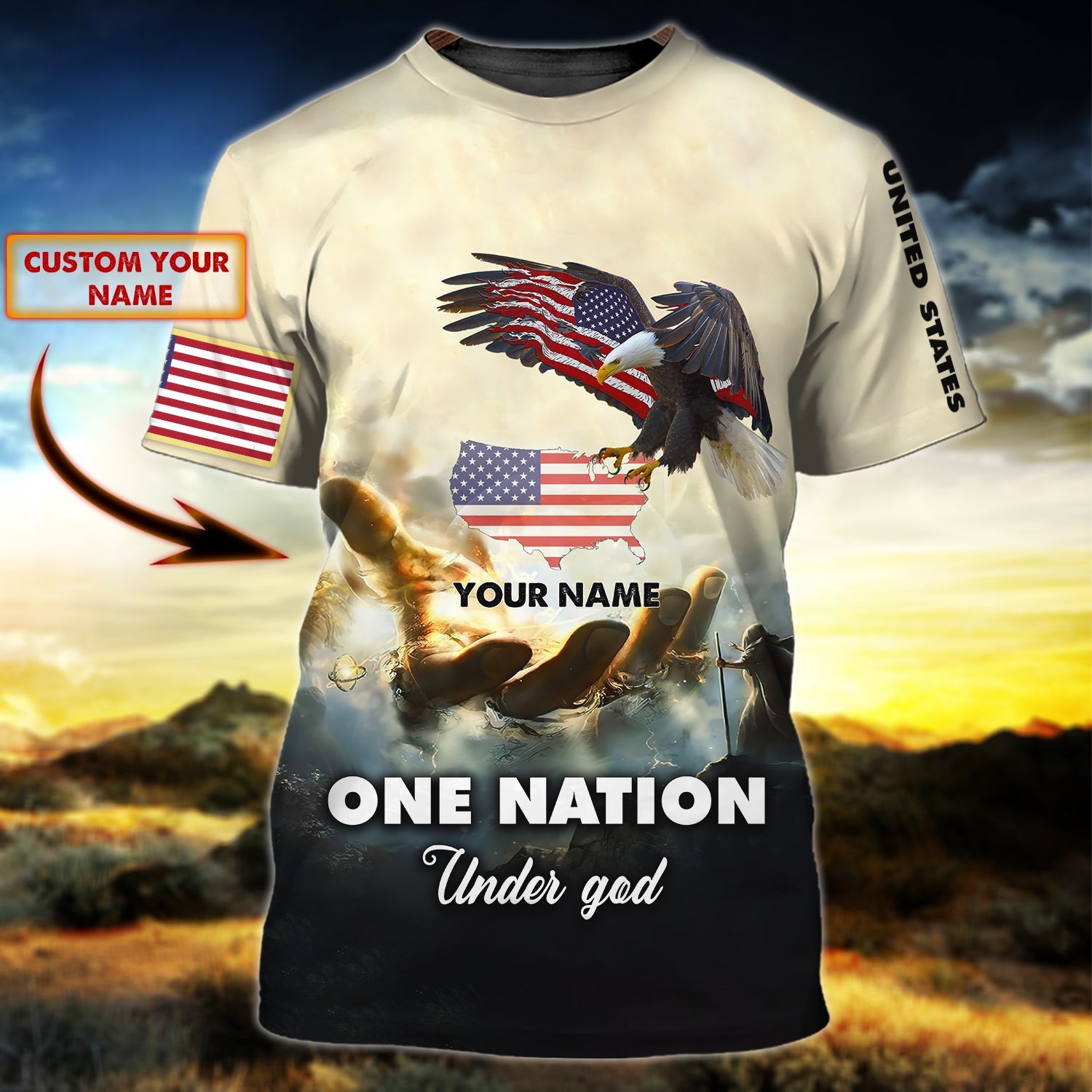 Nation Under God - Personalized Name 3D T Shirt - TD96