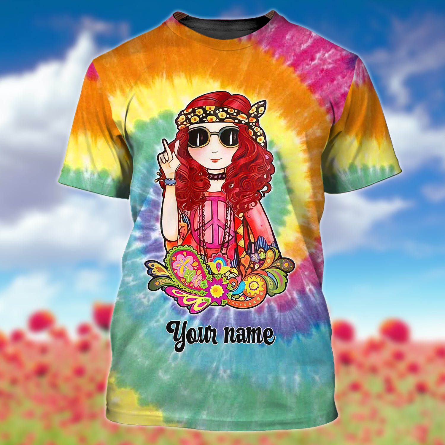 Hippie - Personalized Name 3D Tshirt - dah