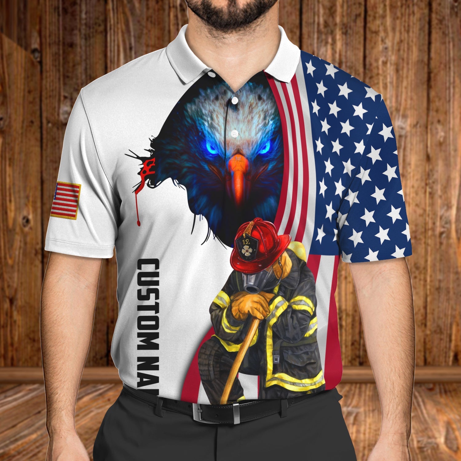 TD96 - Personalized Name - 3D Polo Shirt - FIREFIGHTER