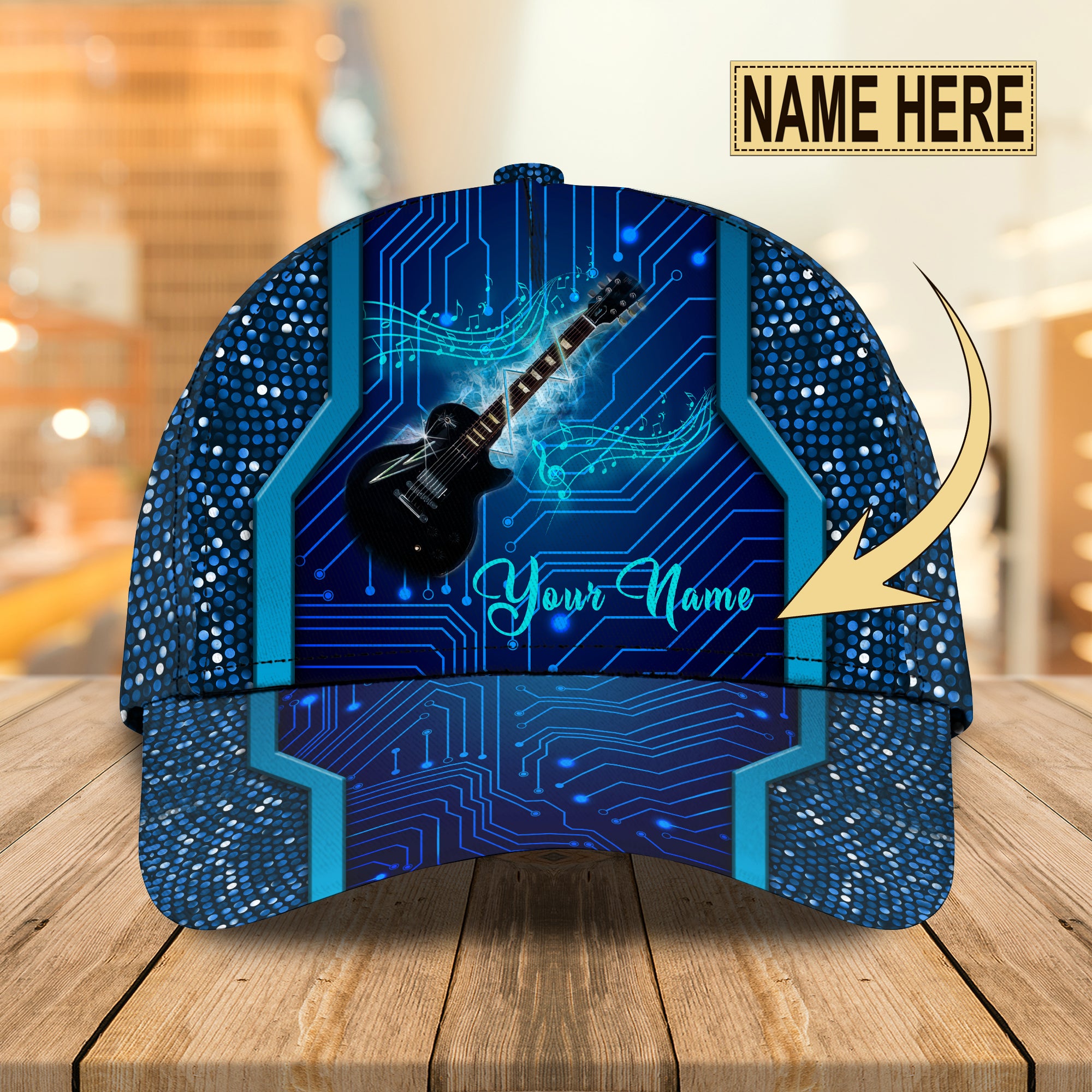 Blue guitar - Personalized Name Cap - Ntt68