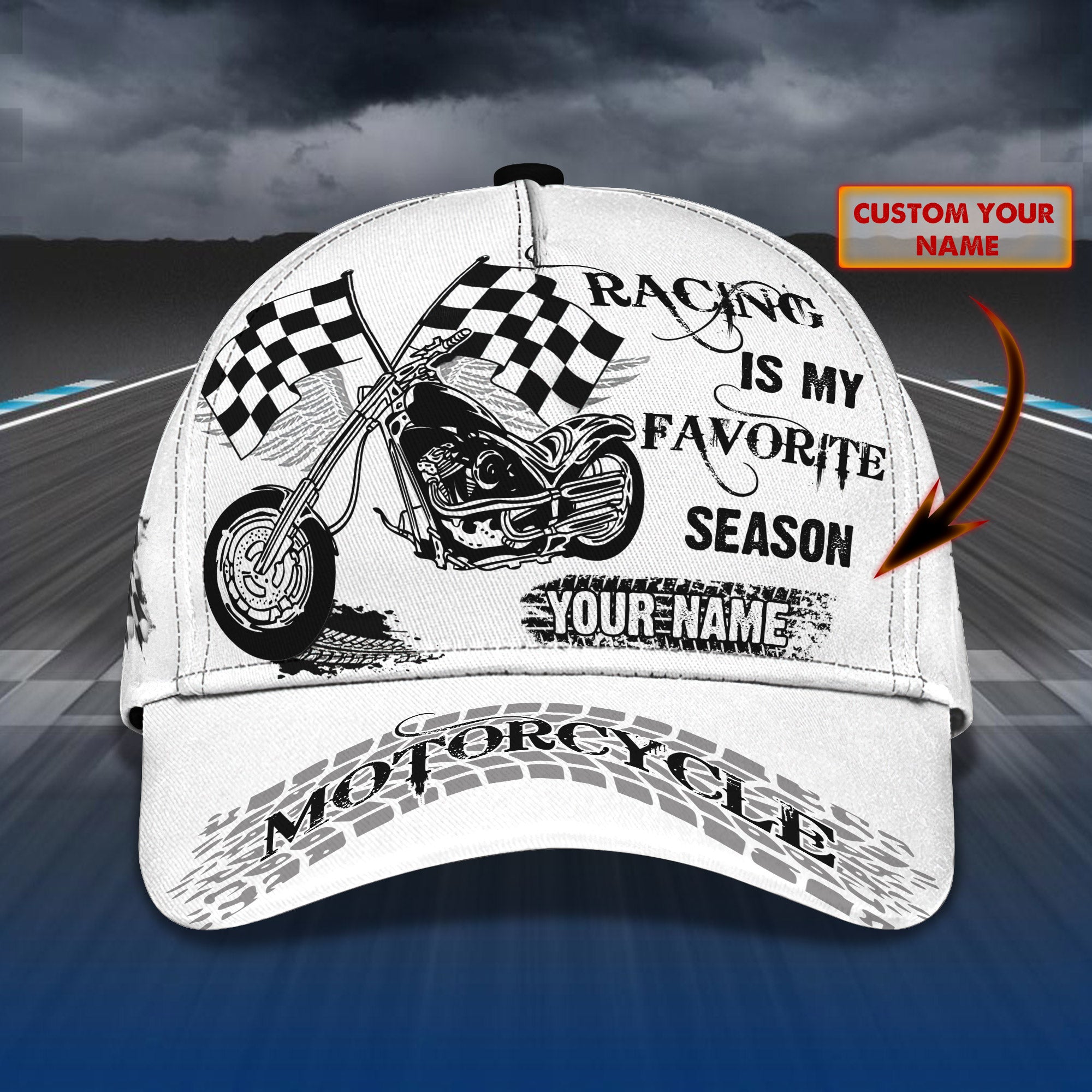 Motorcycle Racing 2- Personalized Name Cap -Loop- Hd98 67