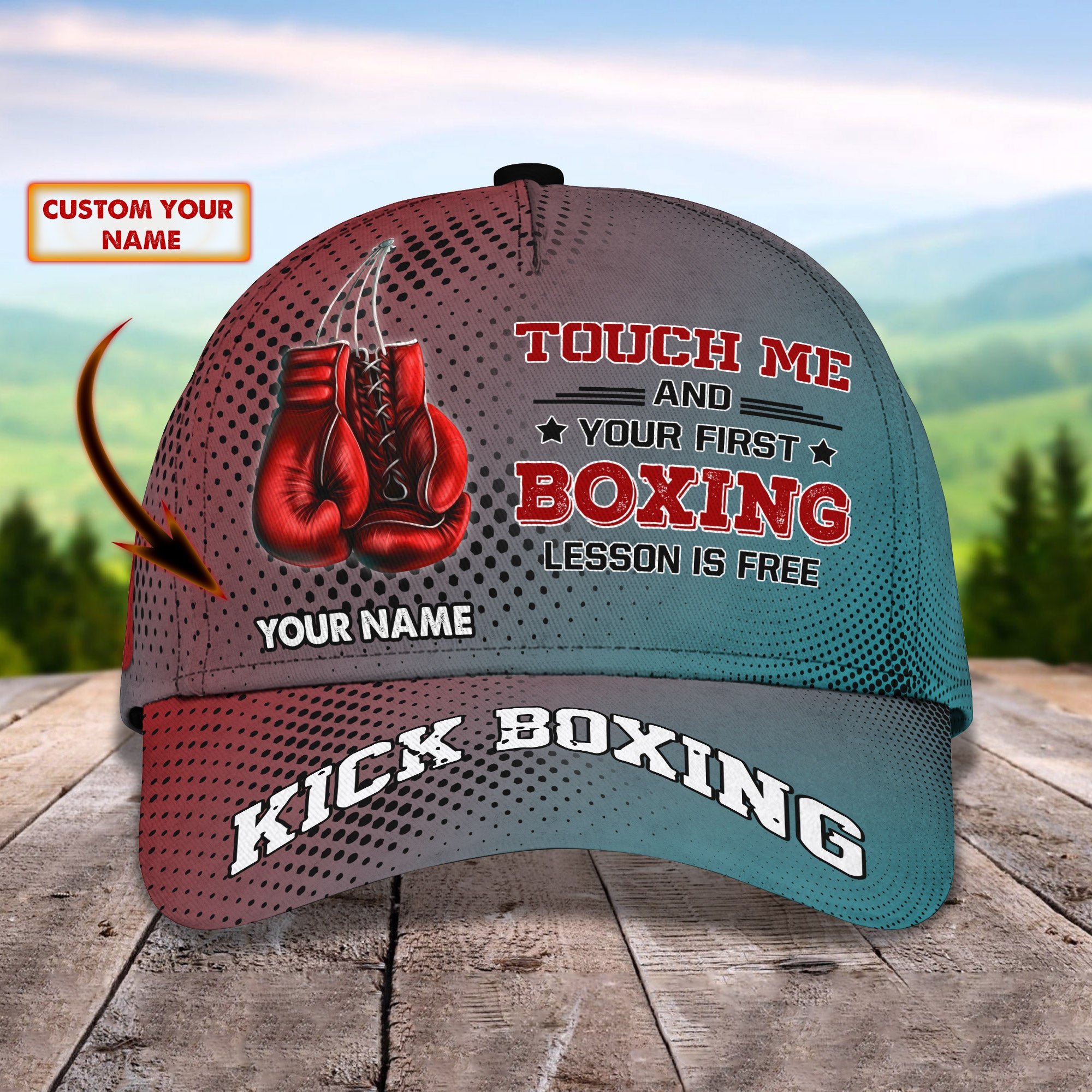 Touch Me And Your First Boxing Lesson Is Free - Personalized Name Cap - Loop- T2k-200