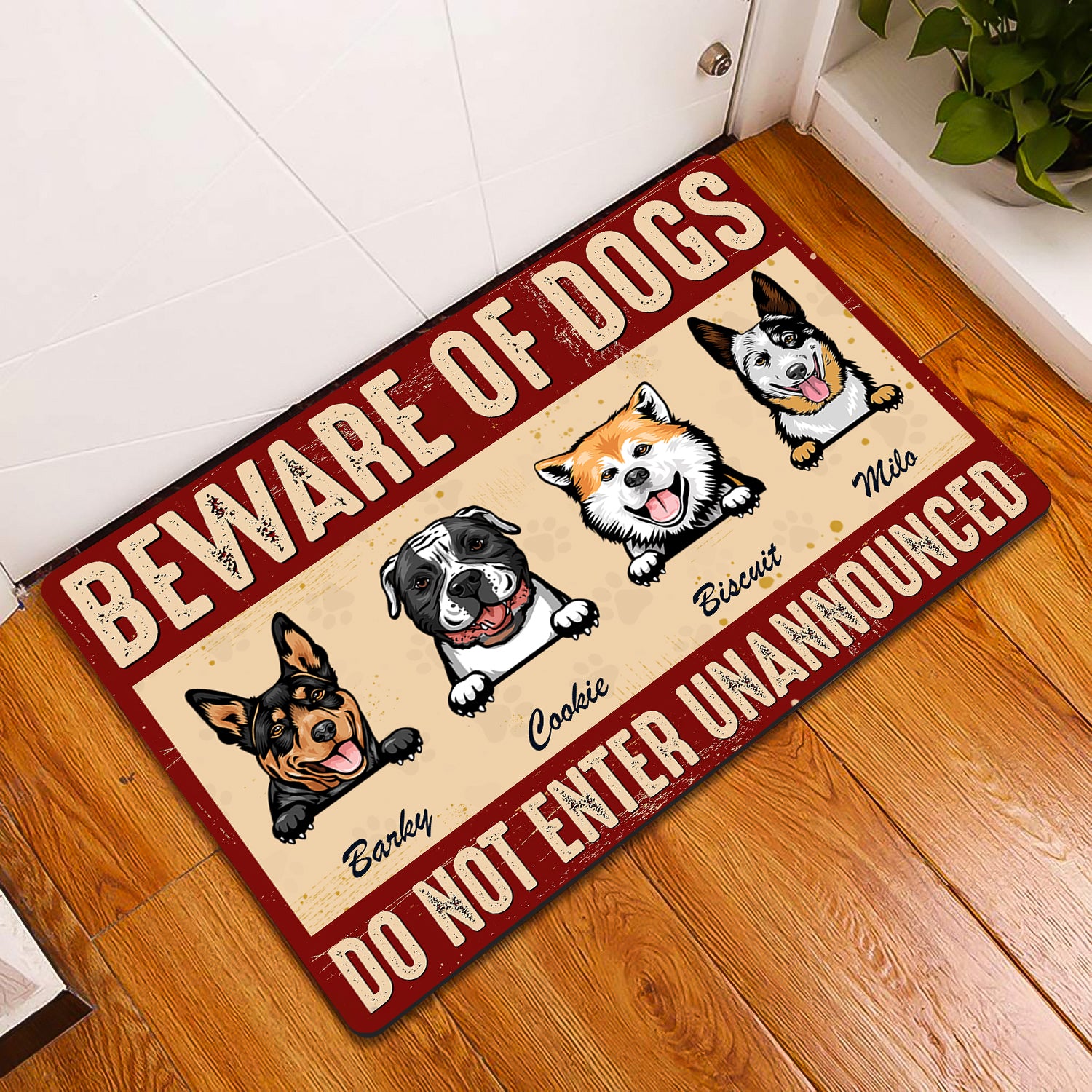 Beware Of Dogs Do Enter Unannounced Personalized Name Doomat 981