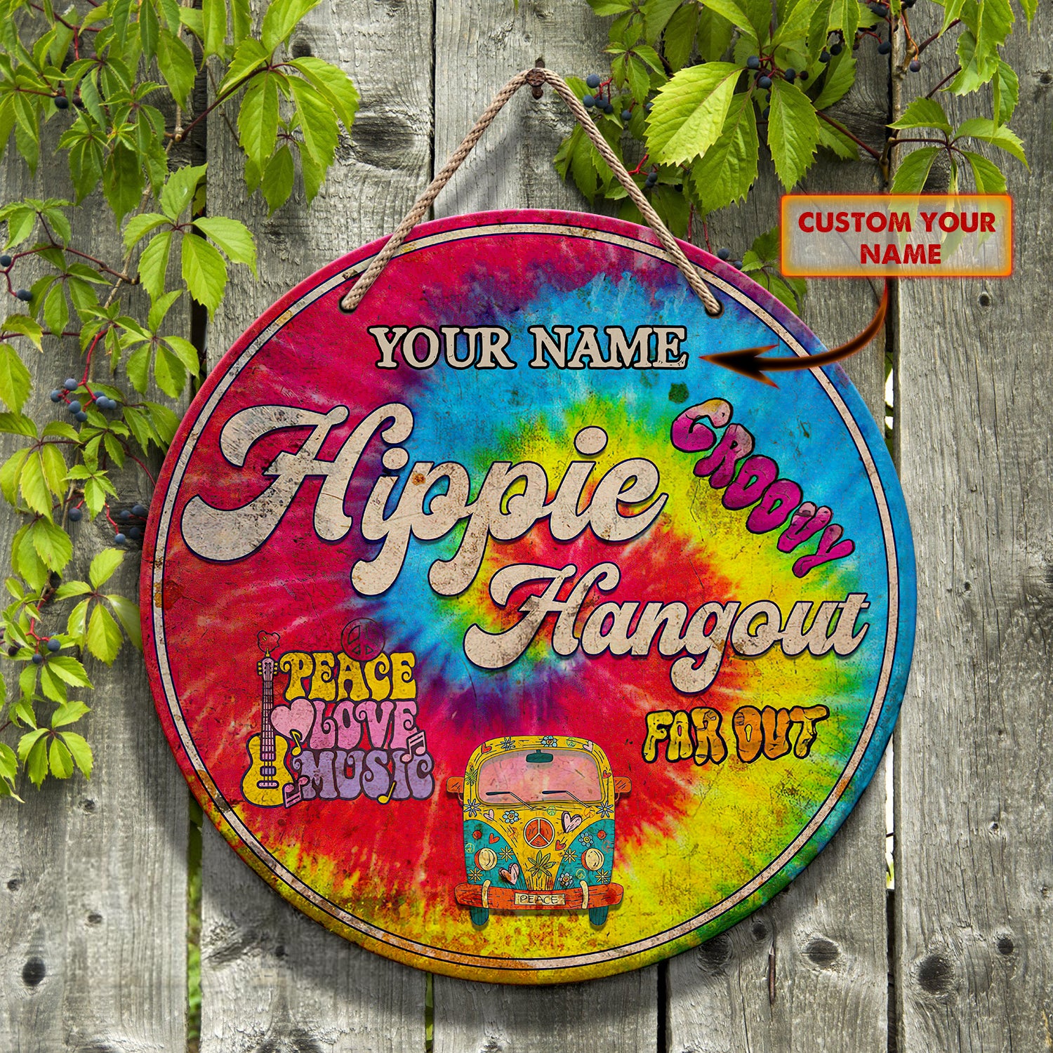 Custom Wooden Sign - Hippie