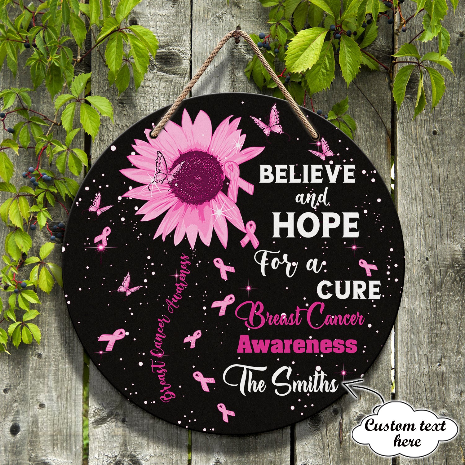 Custom Wooden Sign - Breast Cancer Warrior - Fuly 10