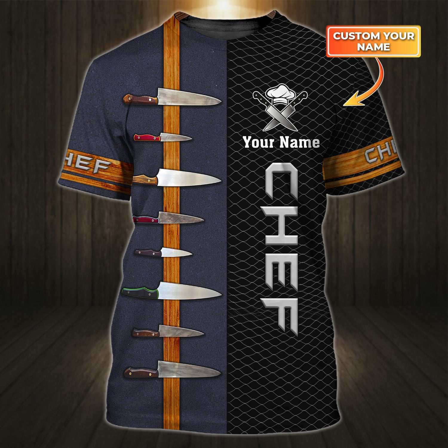 Chef Knives Shirt Chef Personalized Name 3D Tshirt Cook Shirts