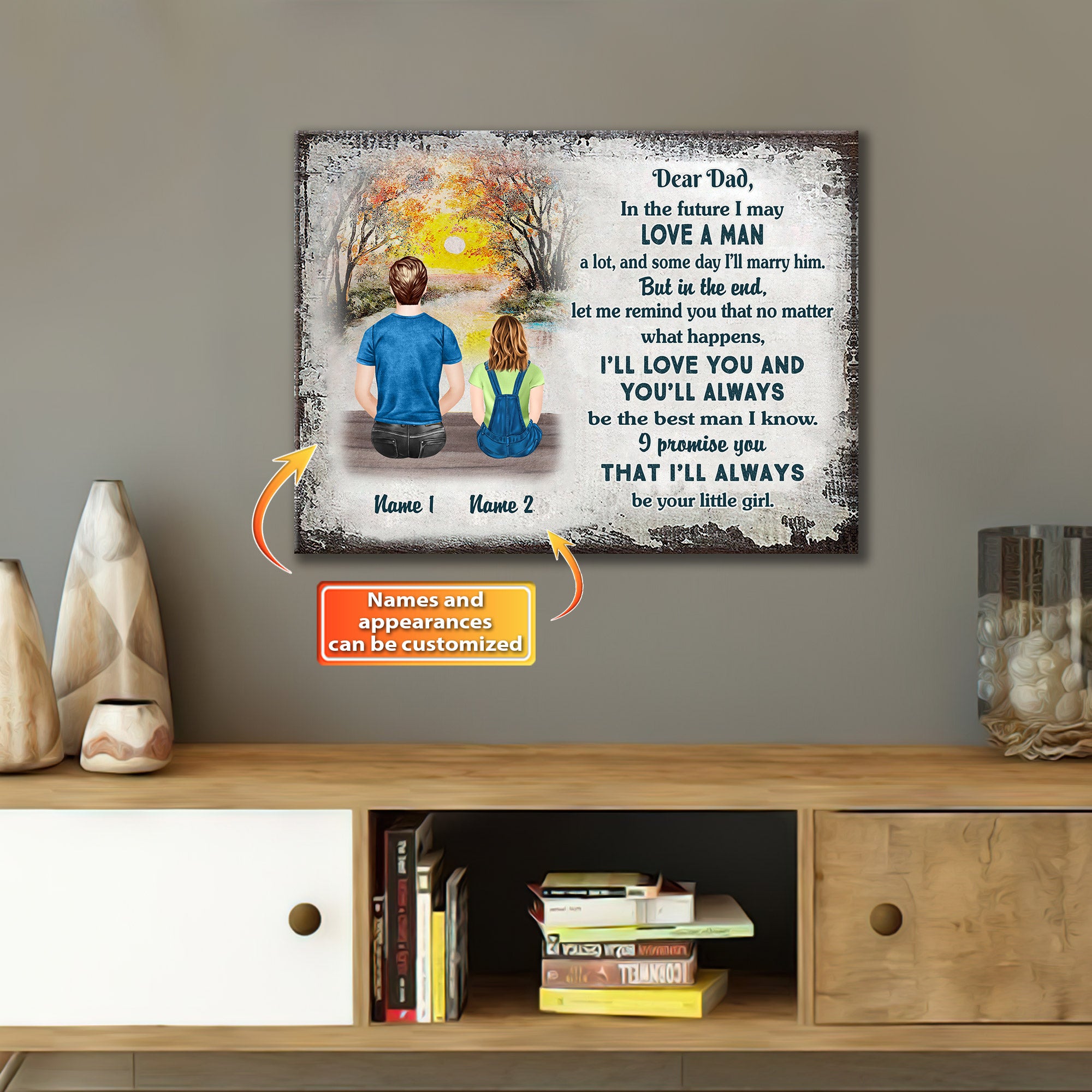 Personalized Canvas I'm Always Be Your Little Girl Gift For Dad From Daughter