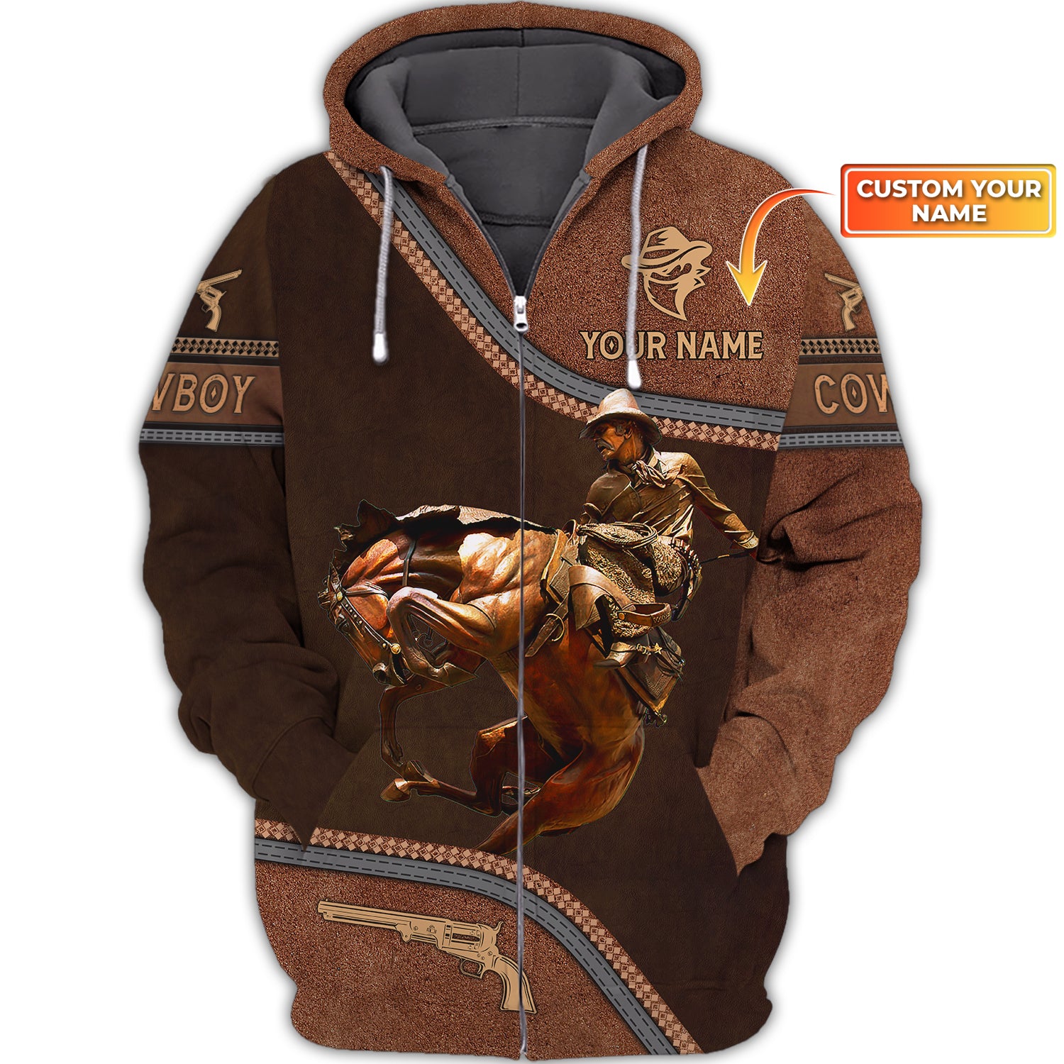 Cowboy - Personalized Name 3D Zipper hoodie - Urt96 179