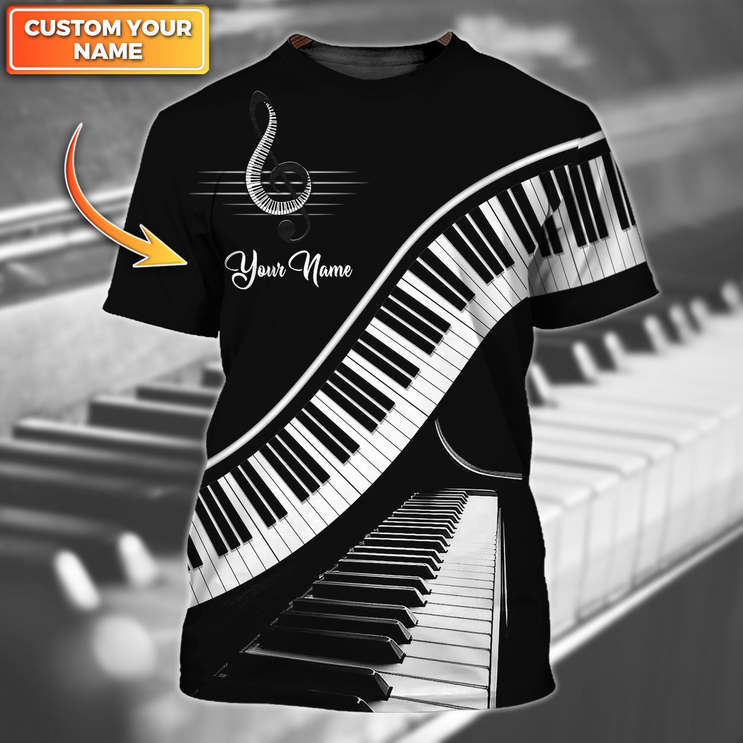 Without The Piano Life Would Bb, 3D Full Print 003, RINC98