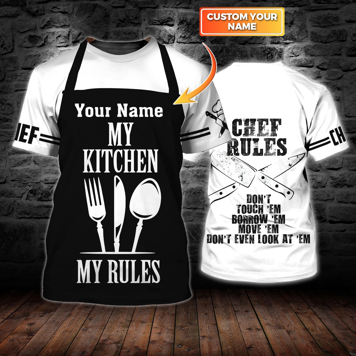 Chef, Personalized Name 3D Tshirt 123, HTA