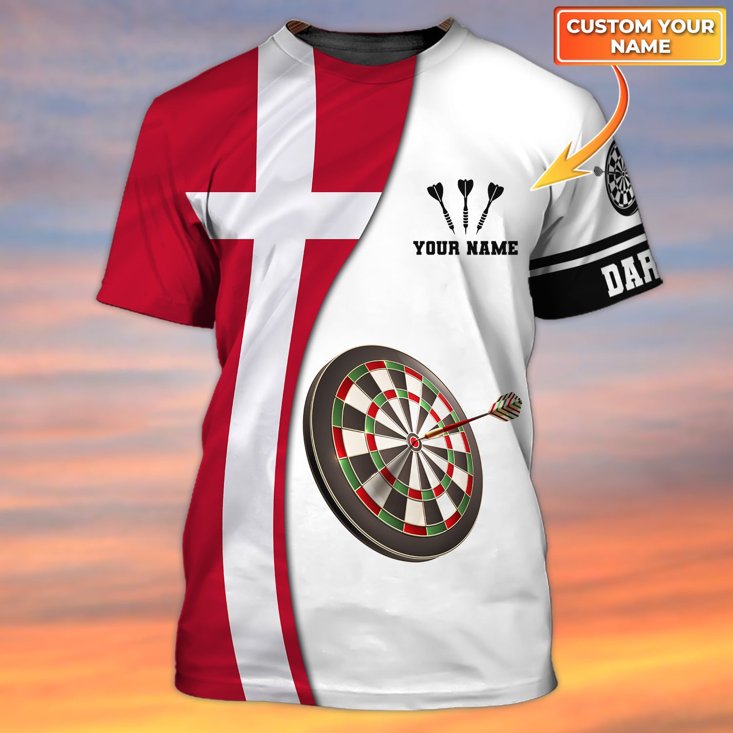 Darts - Personalized Name 3D T Shirt Denmark - HTA