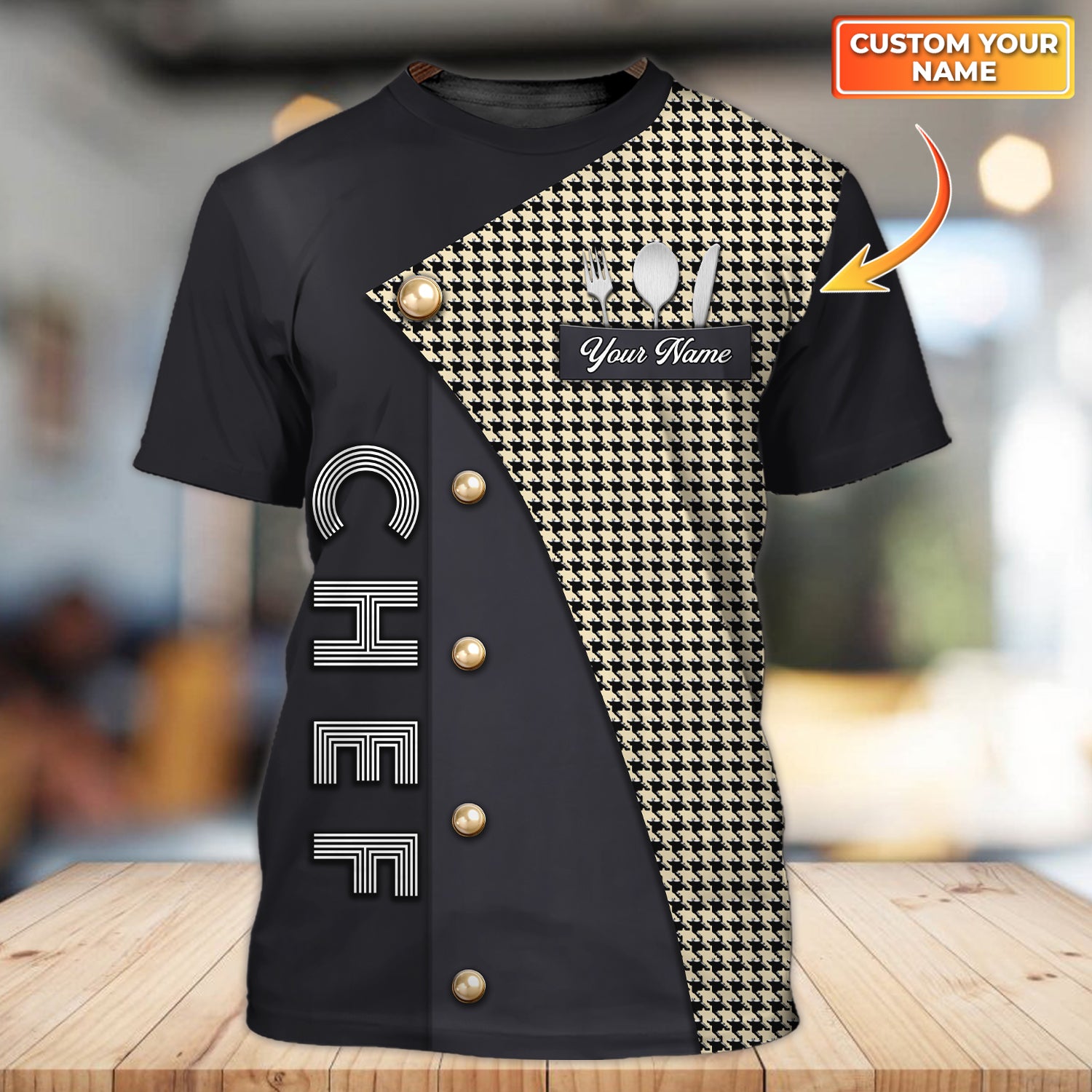 Chef- Personalized Name 3D Tshirt -TD96-1164 (Non Workwear)