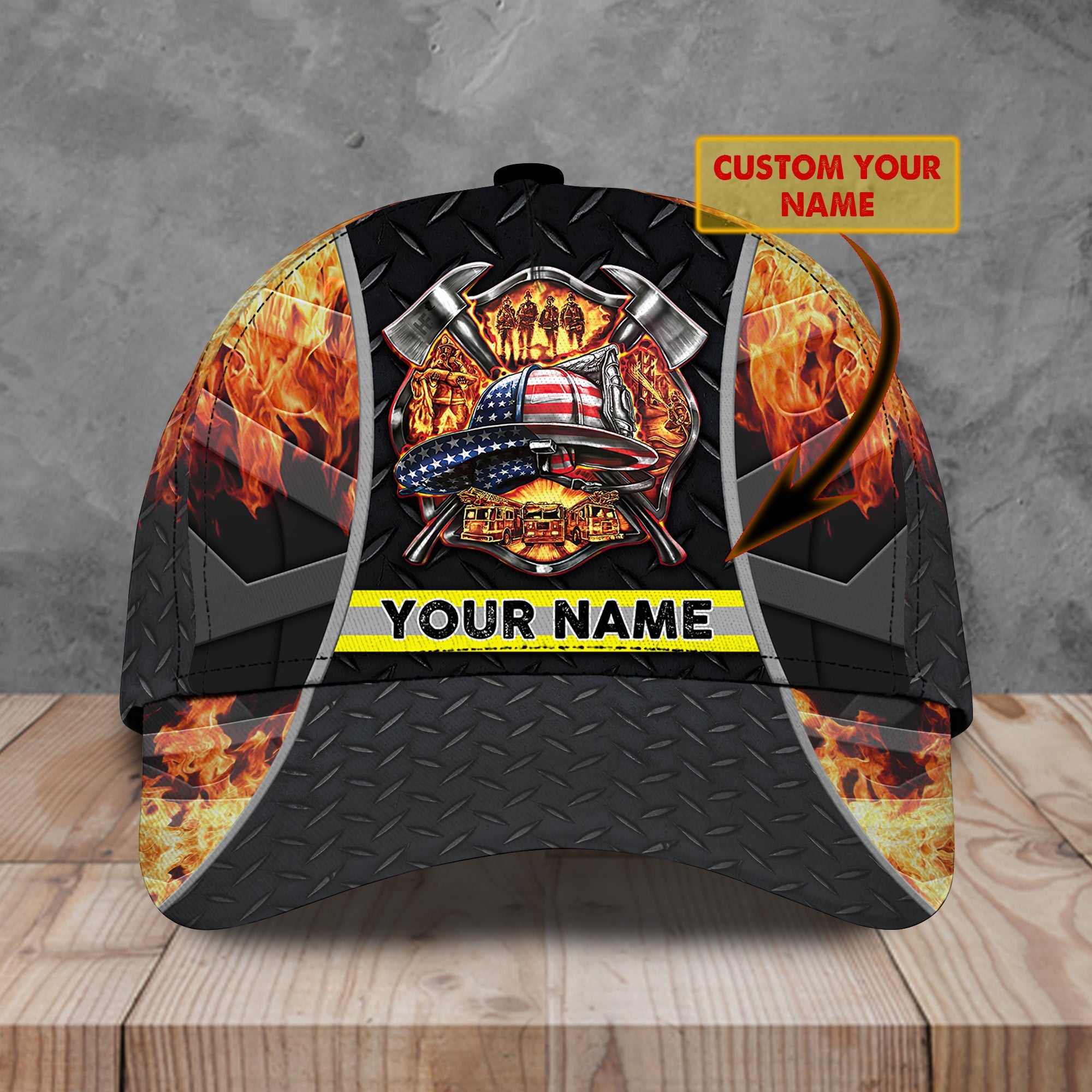 Firefighter - Personalized Name Cap - TD96 09