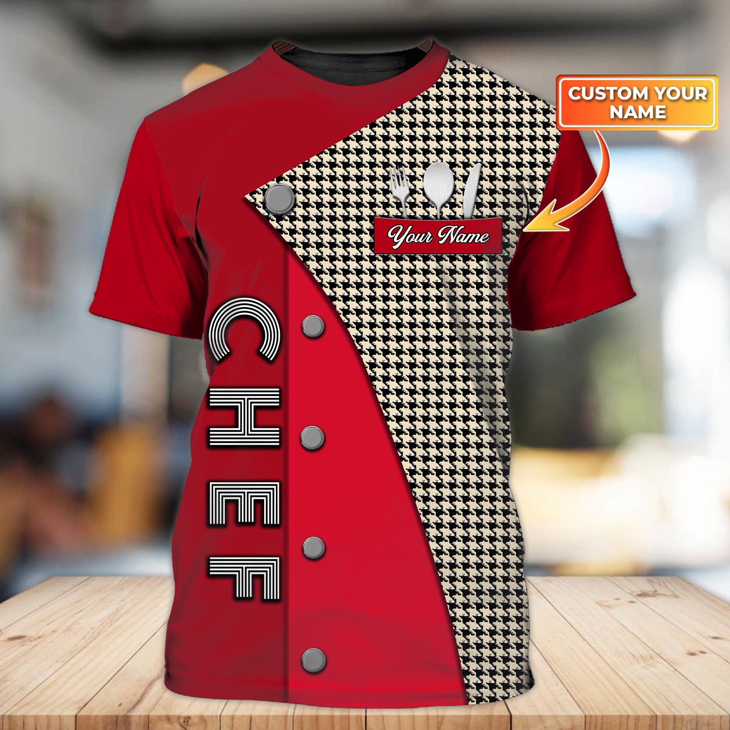 Chef- Personalized Name 3D Tshirt -TD96-1193 (Non Workwear)