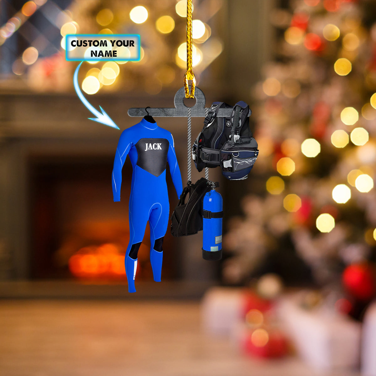 Custom Shaped Ornament - Scuba Diver - 58