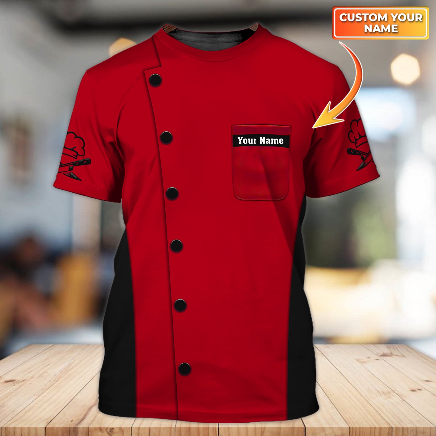 Chef, Cook, Personalized Name 3D Tshirt TD96-1188 (Non Workwear)