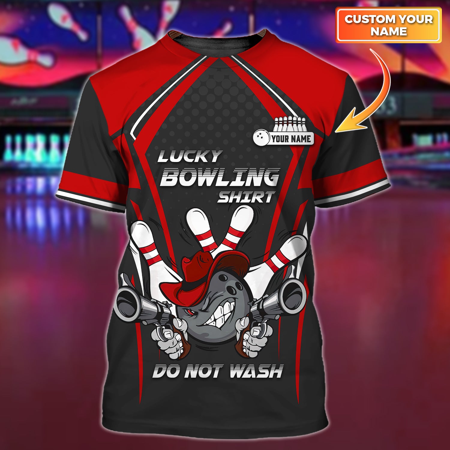 Bowling Lucky Shirt Red Personalized Name 3D Tshirt -DT69-A14