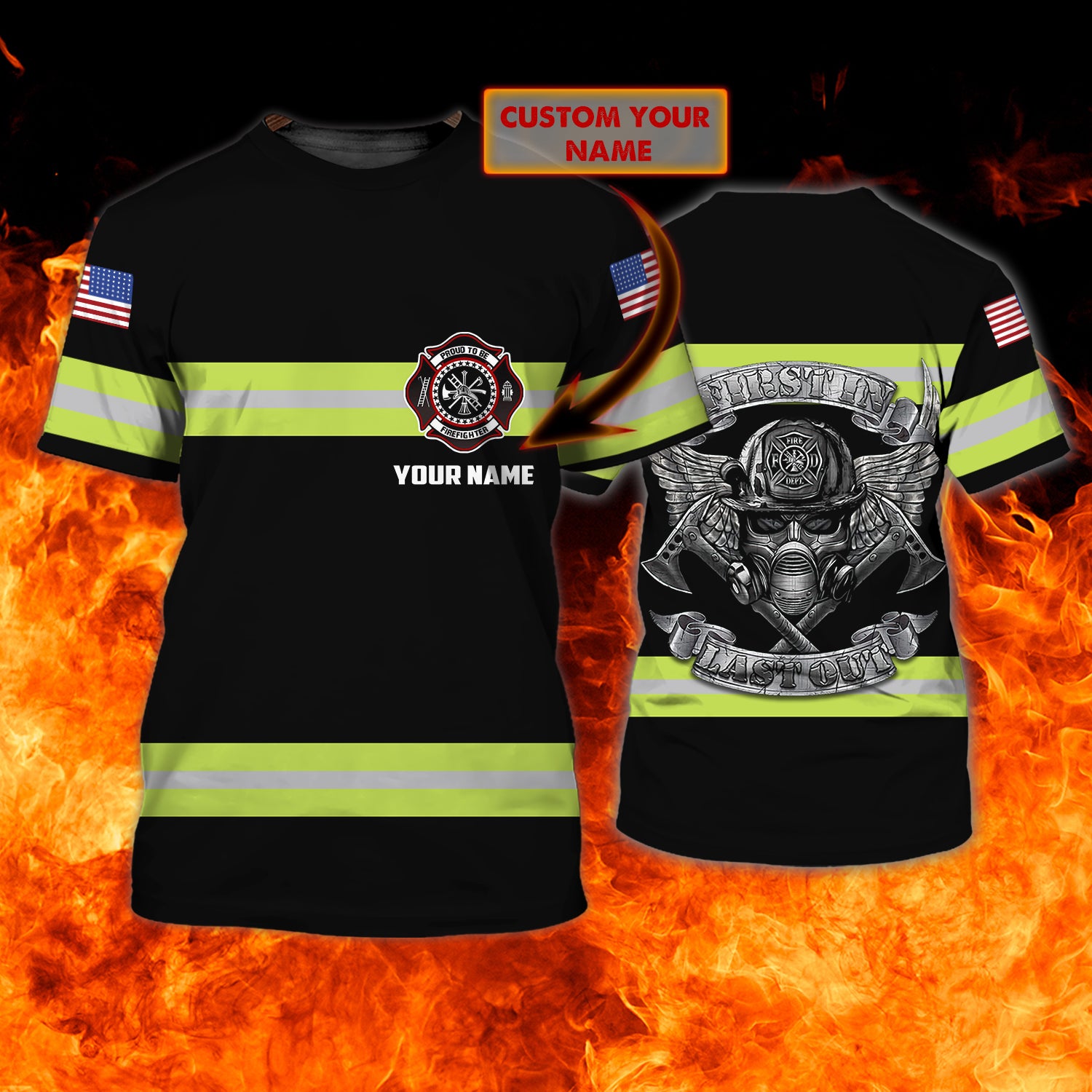 Firefighter - Personalized Name 3D Tshirt 03 - CV98