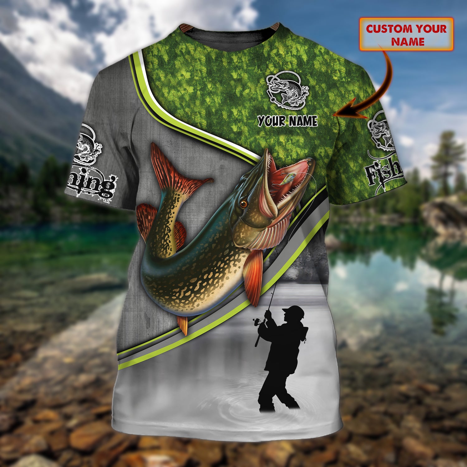 Pike fishing - custom name Tshirt - tt99-518