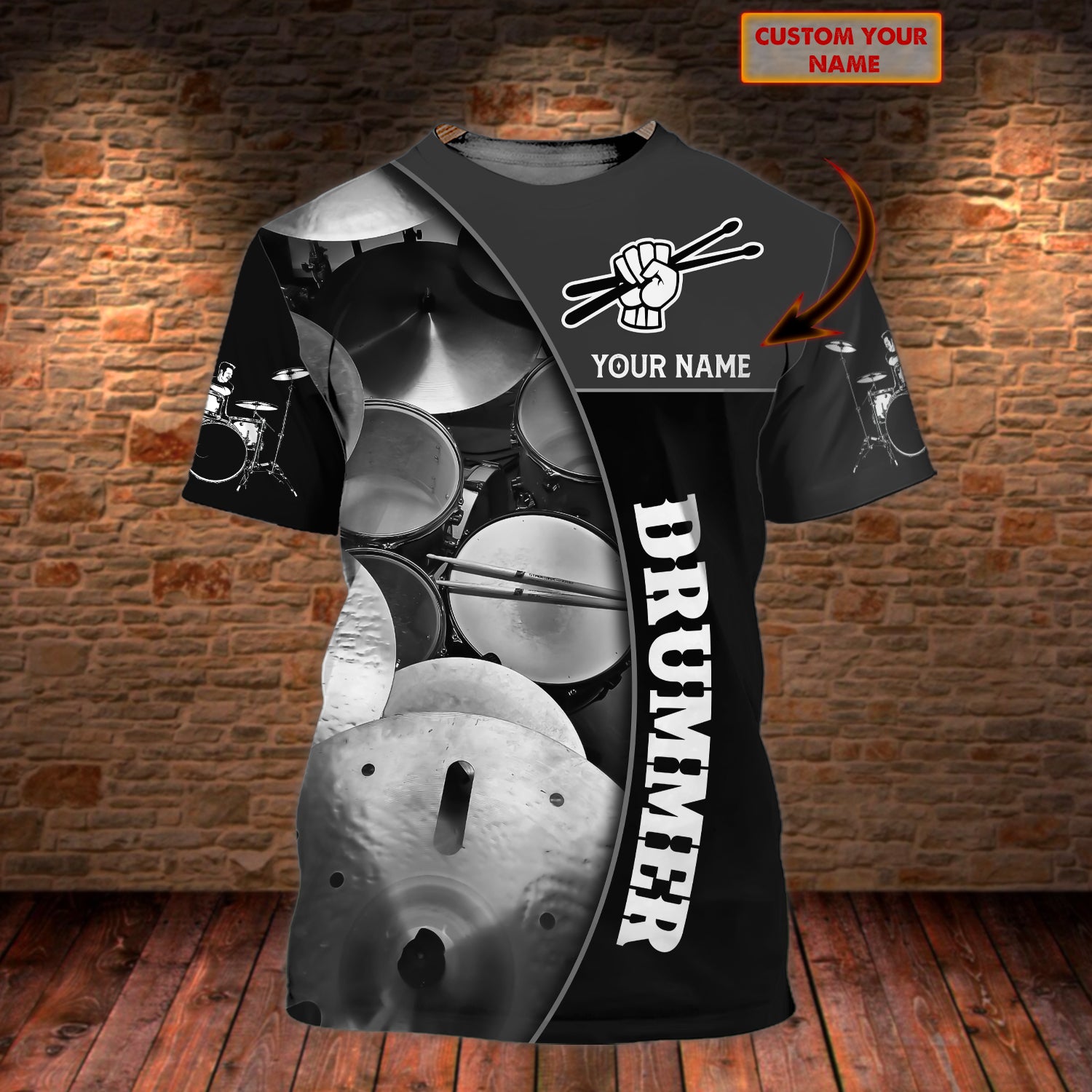 DRUM - Personalized Name 3D Tshirt 01 - RINC98