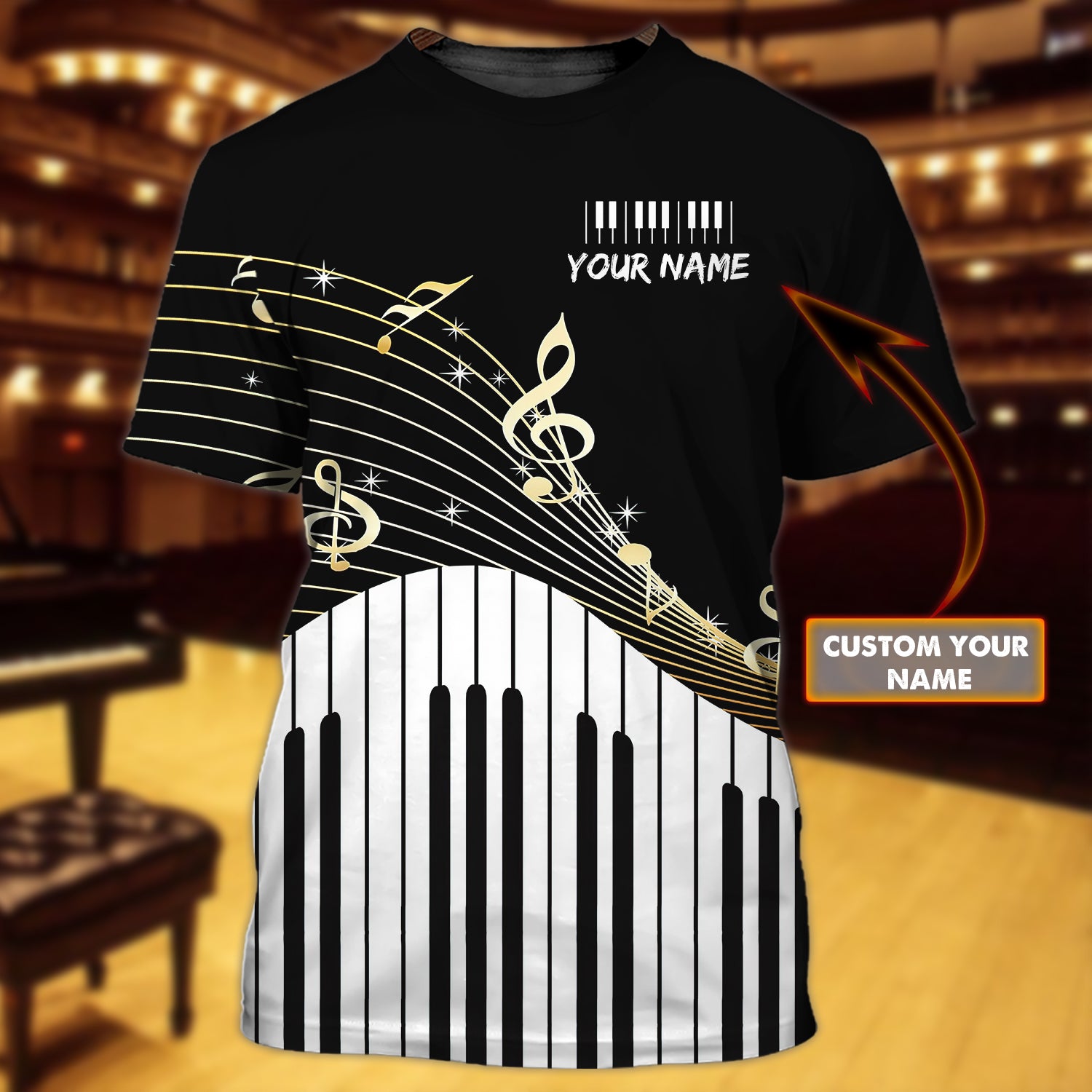 Piano - Personalized Name 3D Tshirt - 41