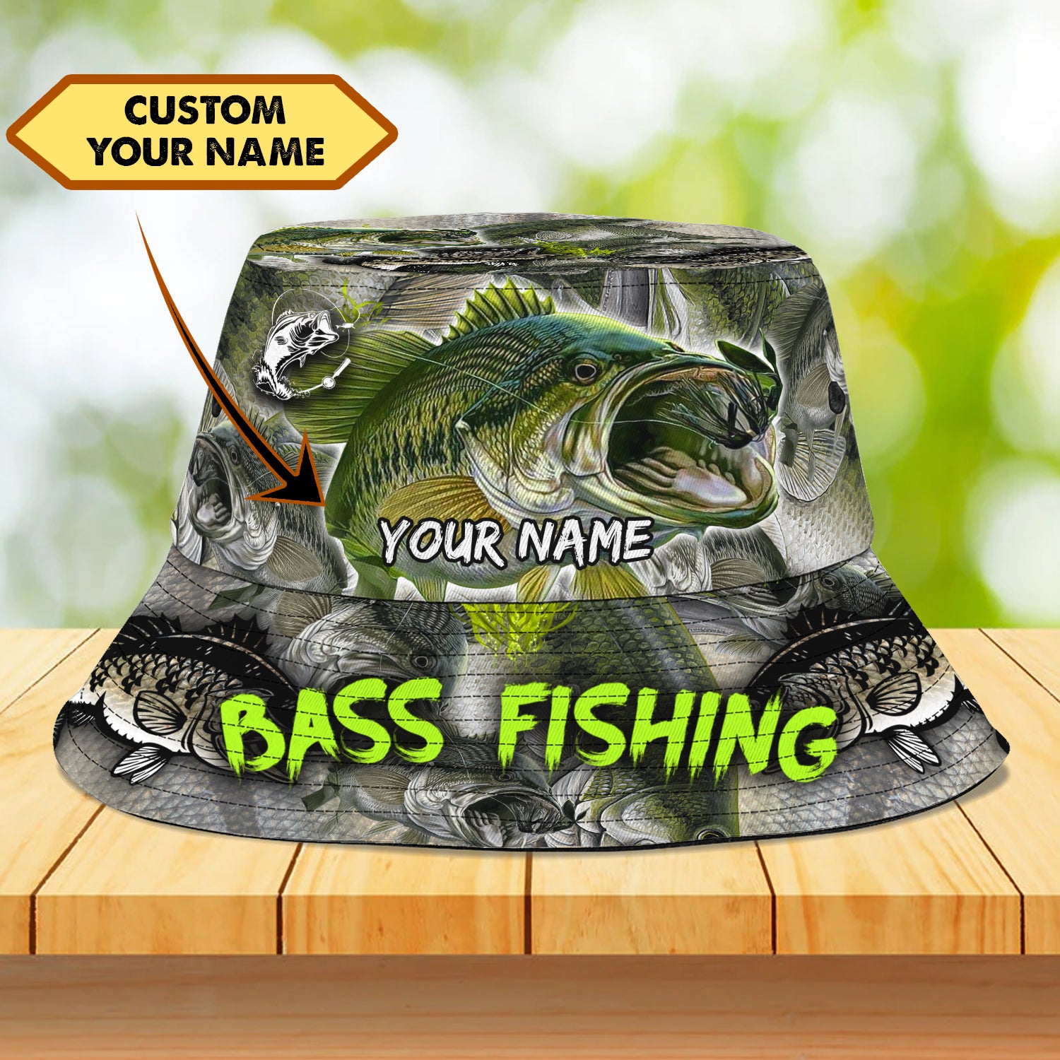 Custom Bucket Hat - Bass Fishing - Tad 1