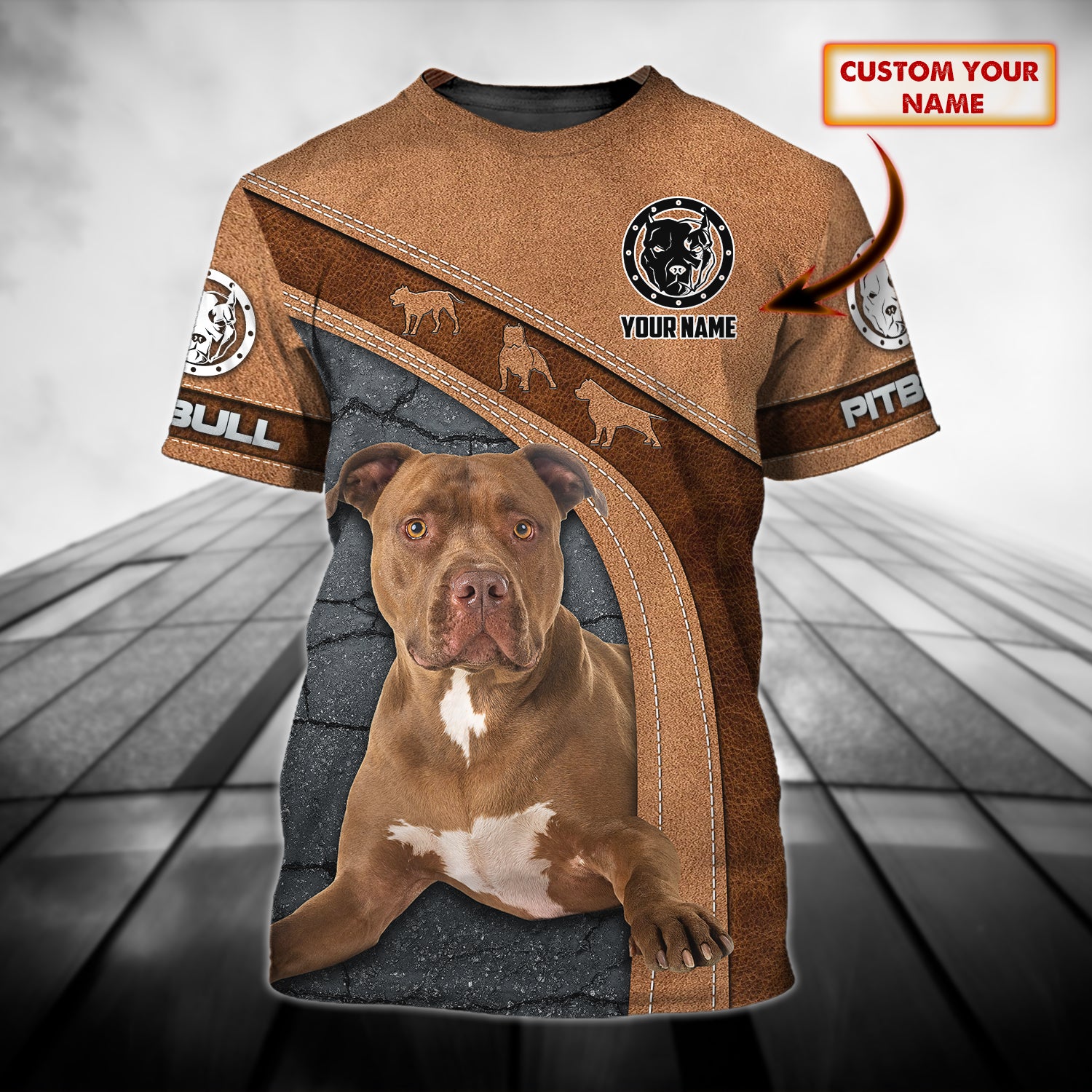 Love Pitbull - Personalized Name 3D T Shirt - Urt96 - 152
