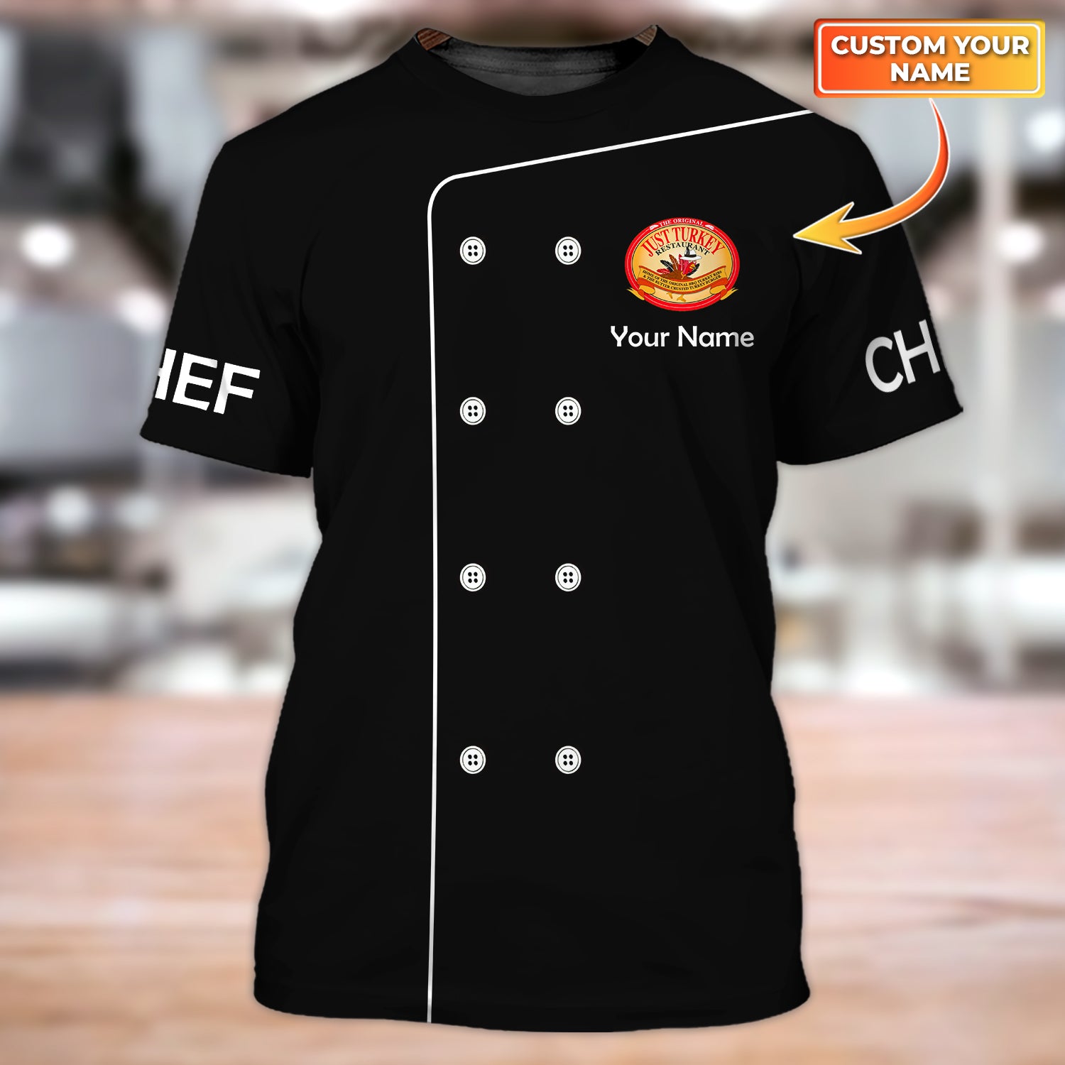 Chef, Personalized Name 3D Tshirt 1221 Just Turkey, HTA