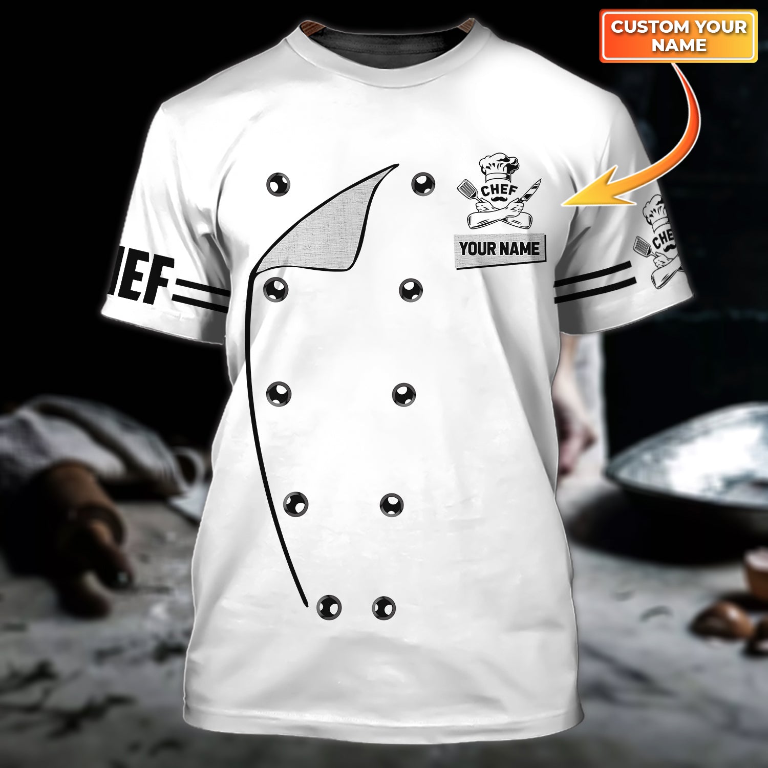 Chef, Personalized Name 3D Tshirt 1259, HTA