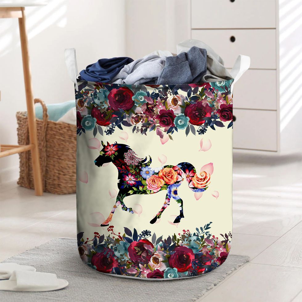 Floral Horse Laundry Basket