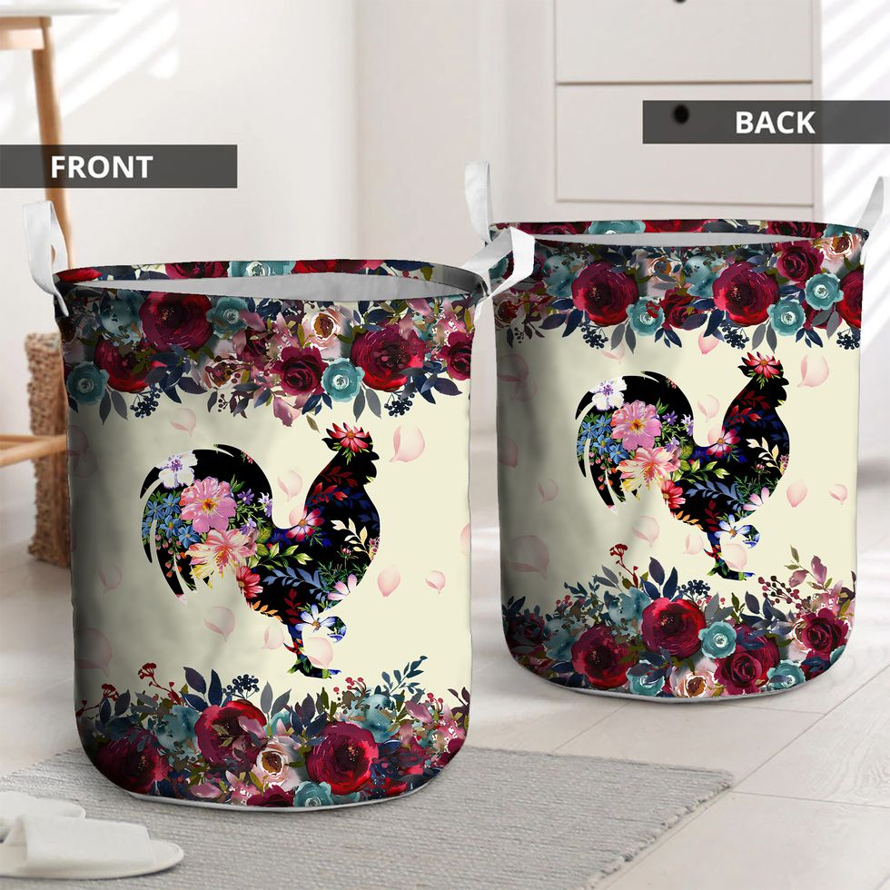 Floral Chicken Laundry Basket