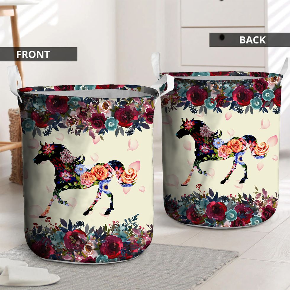 Floral Horse Laundry Basket