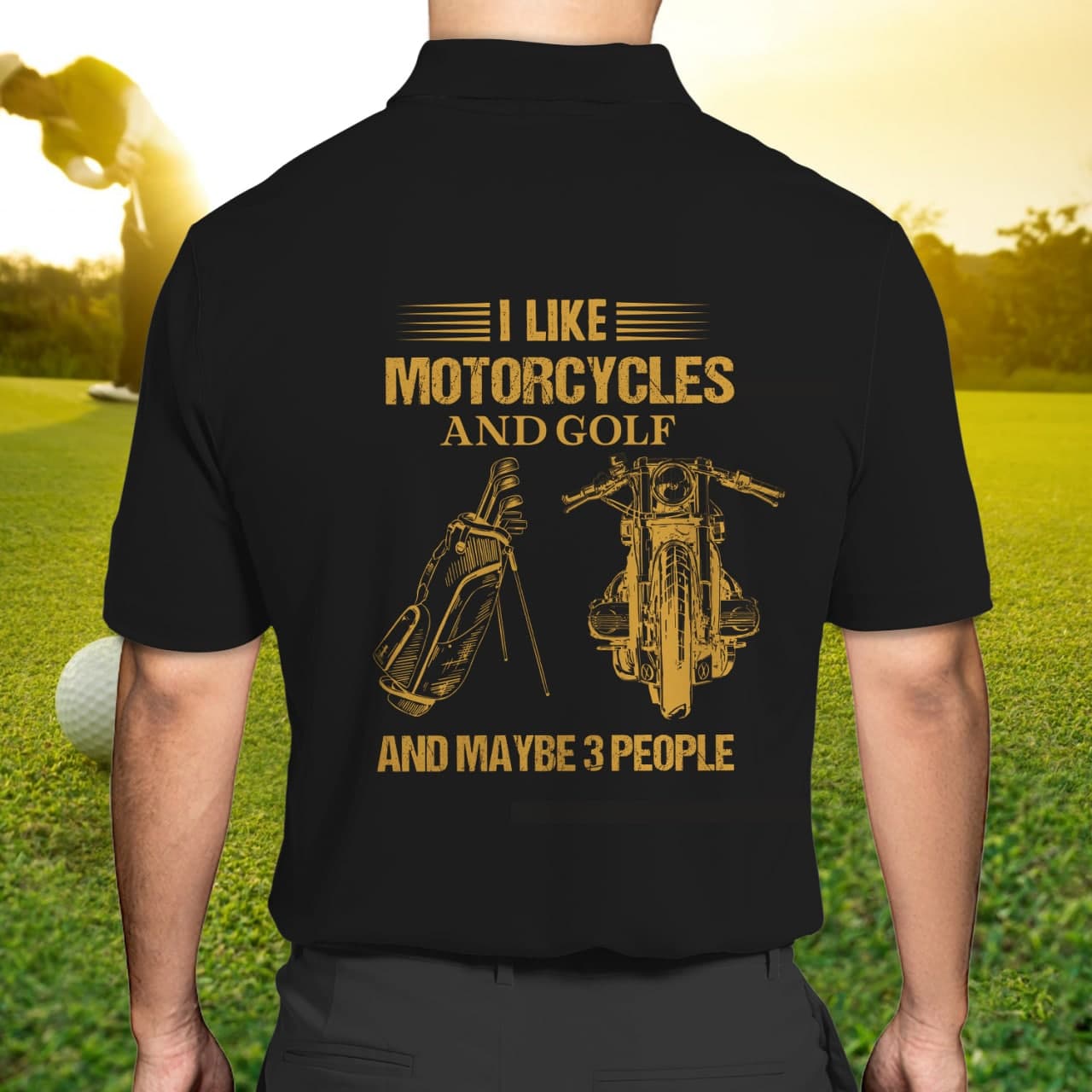 Motorcycles and golf- Personalized Name 3D Polo Shirt - Hdmt