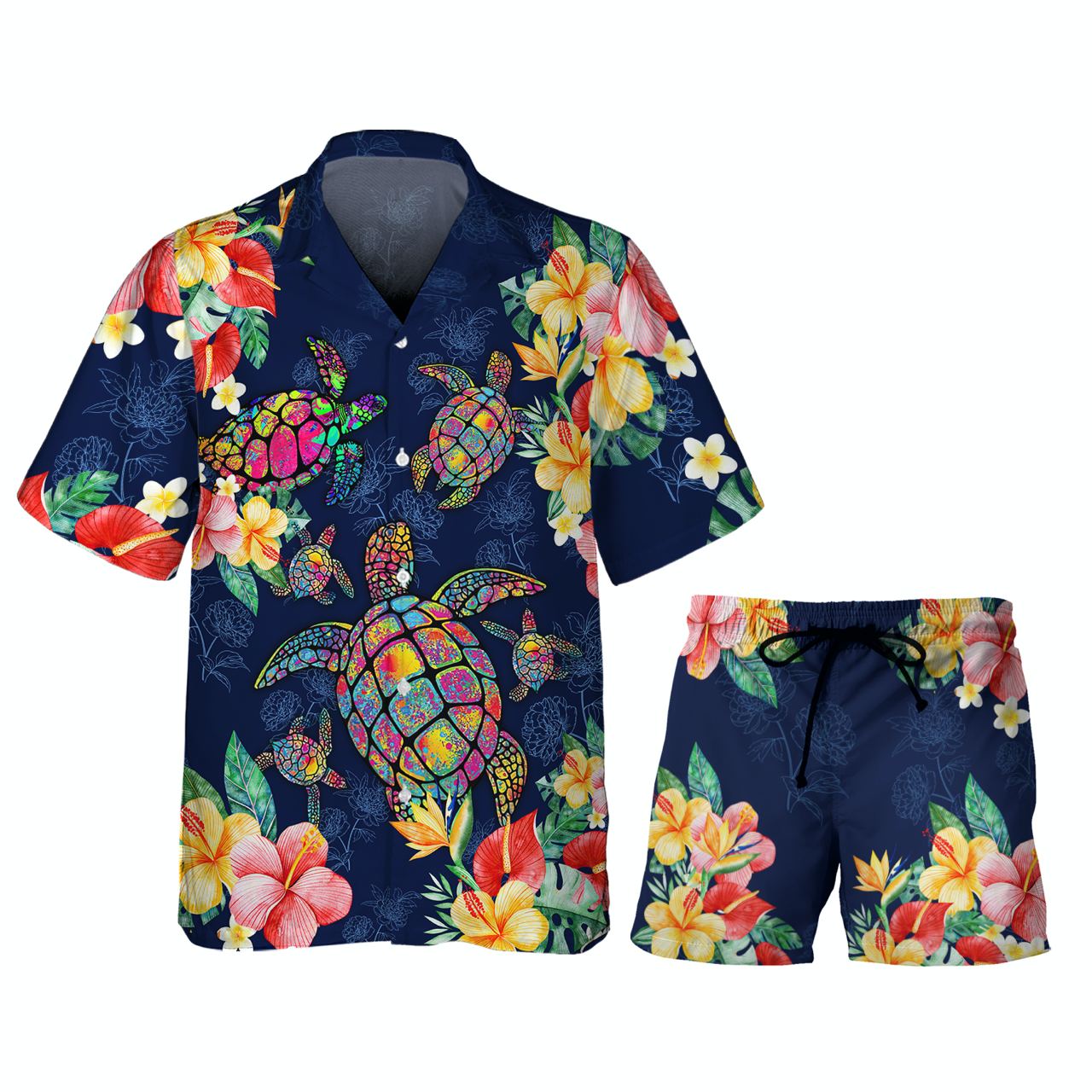 Color Turtle - 3D Hawaiian Men's - NA93