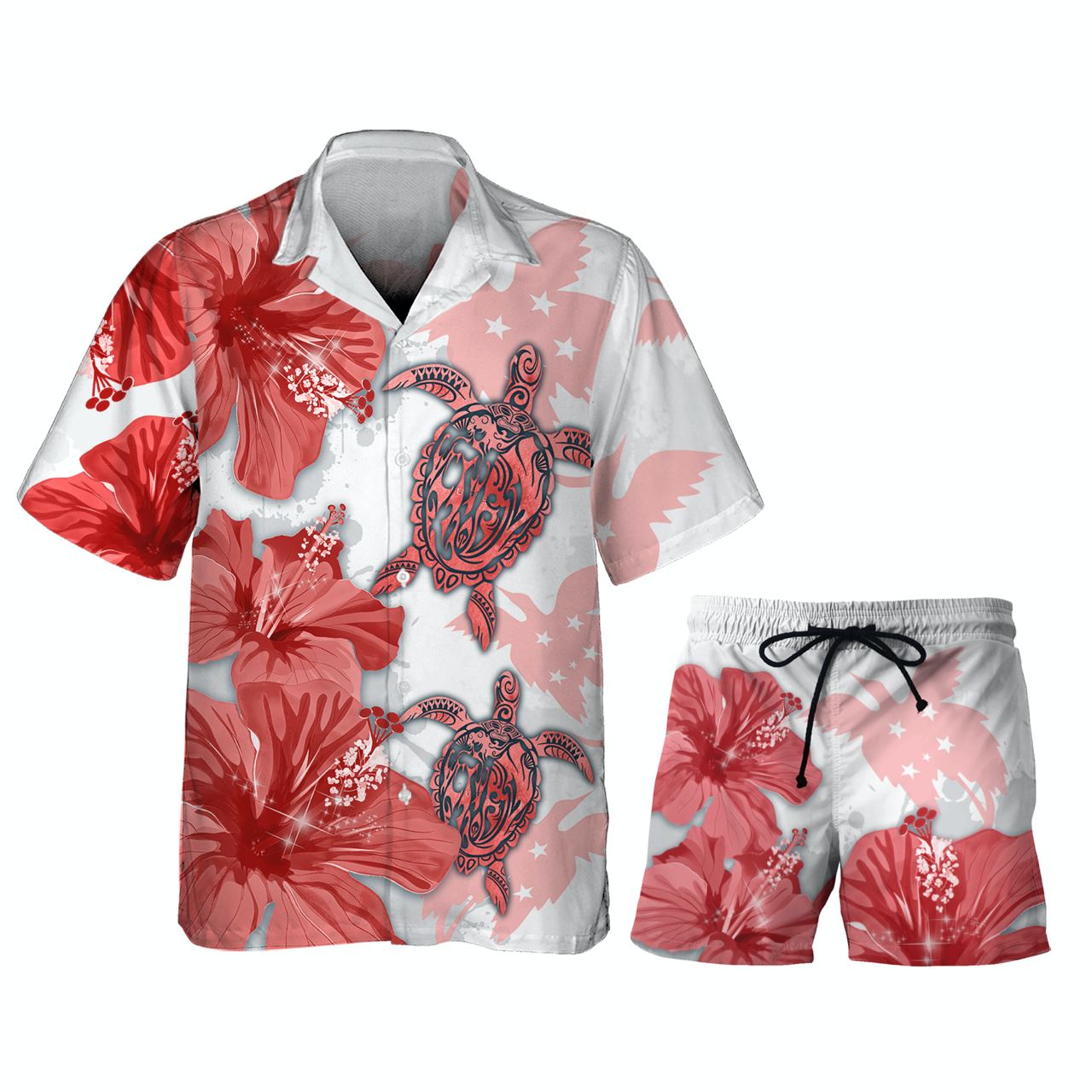 Red Bird Turtle - 3D Hawaiian Men's - NA93