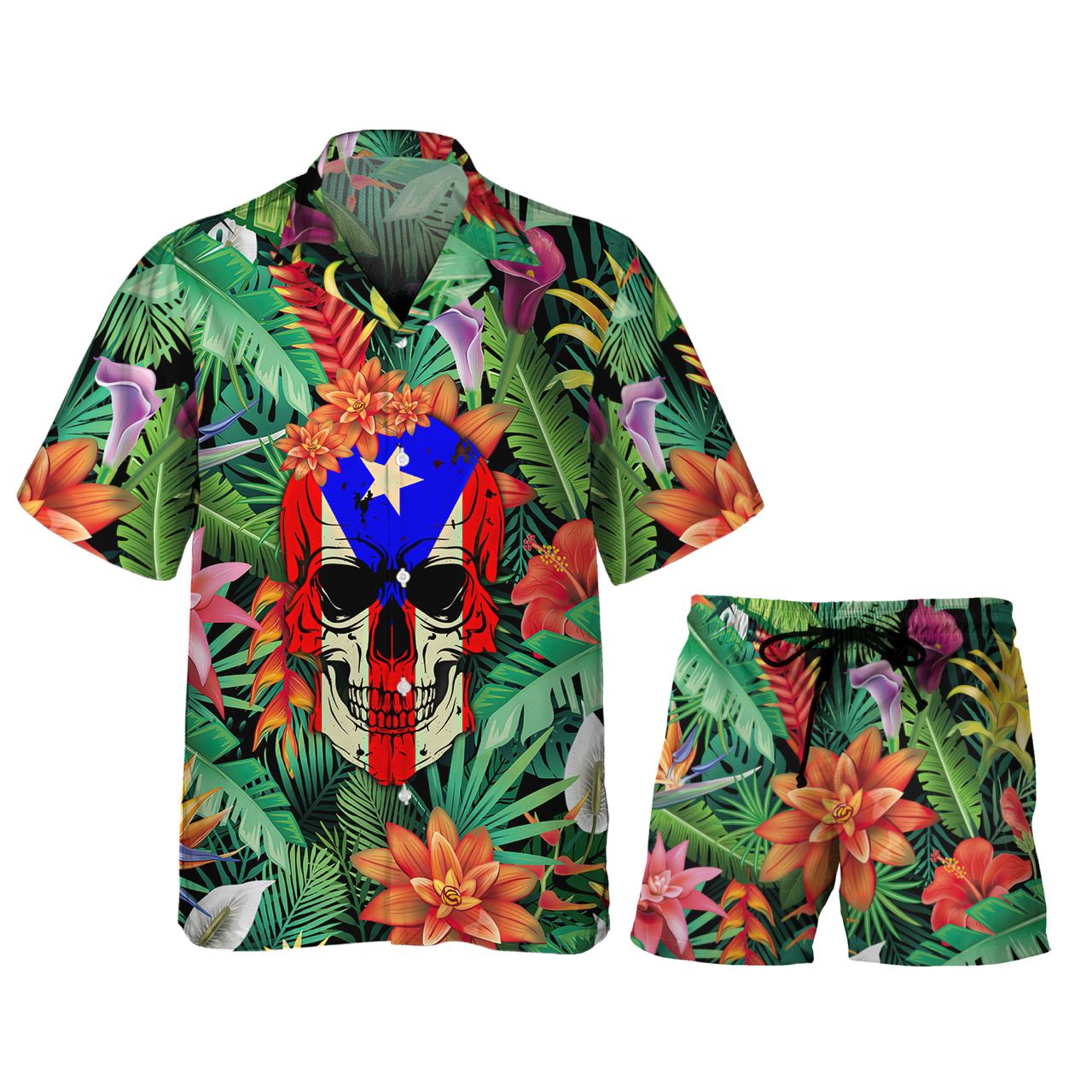 Skull Puerto Rico - 3D Hawaiian Men's - NA93