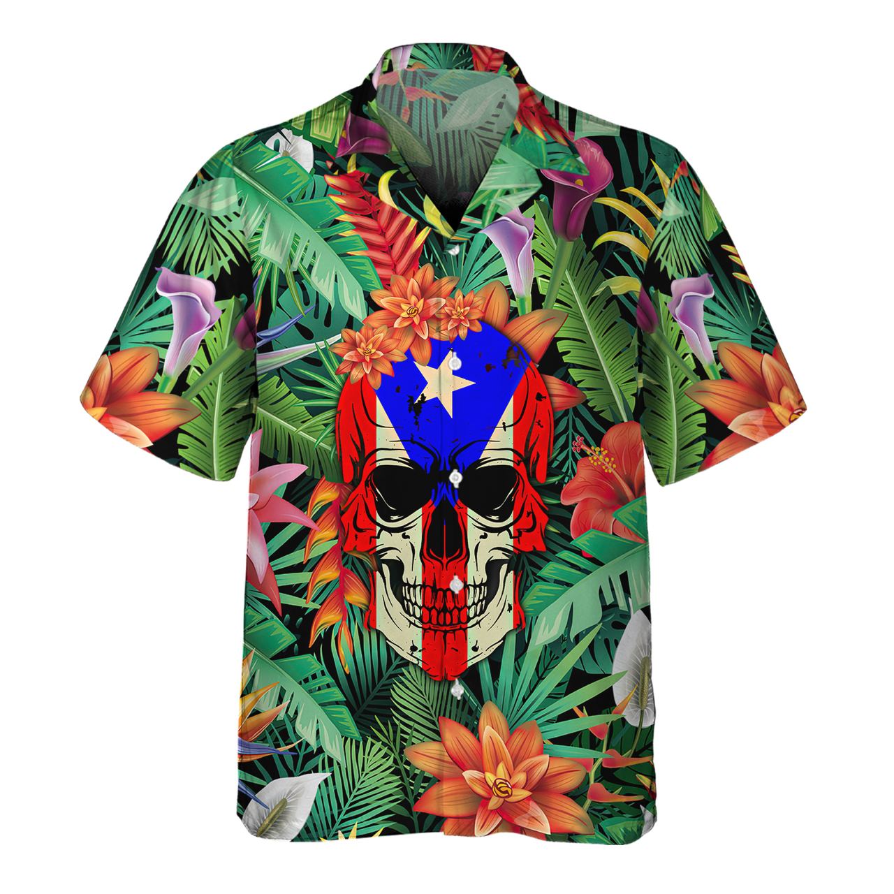 Skull Puerto Rico - 3D Hawaiian Men's - NA93