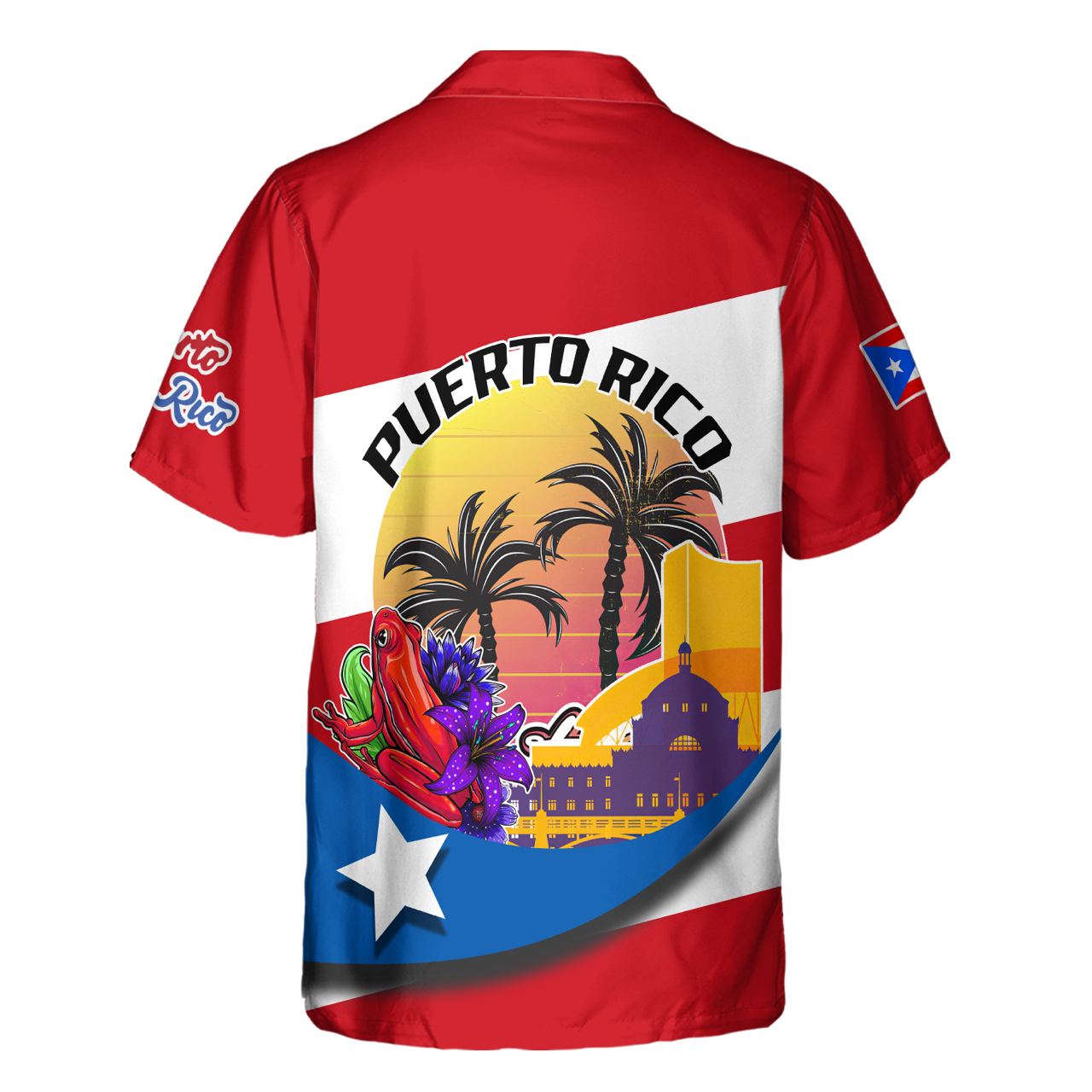 Puerto Rico Red And White - 3D Hawaiian Men's - NA93