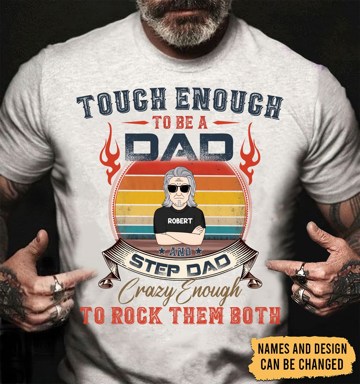 White Tshirt For Men Gift For Husband Dad Tough Enough To Be A Dad Step Dad Crazy Enough To Rock Then Both