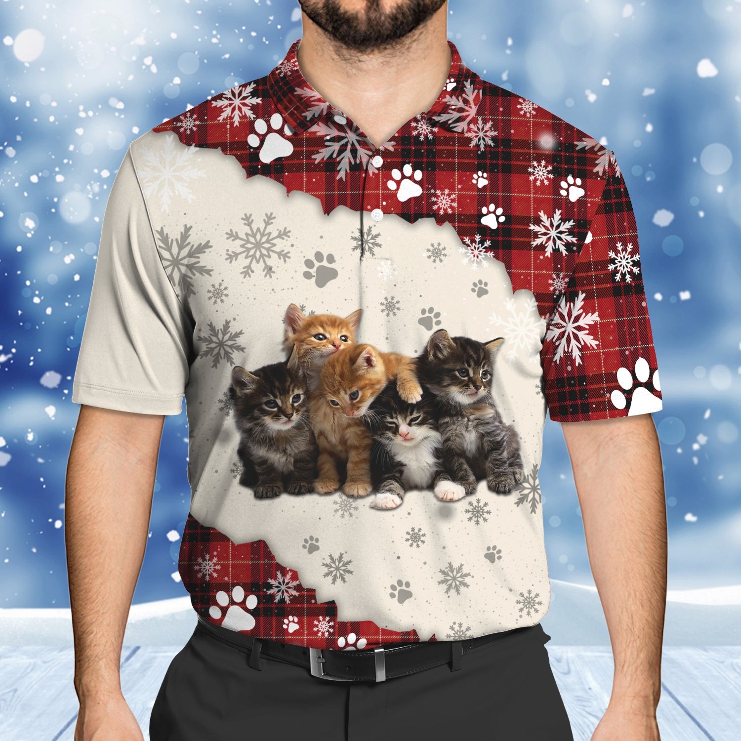 Cat and Snow 3D Full Print Shirts Cats Shirts NBTT - HKM