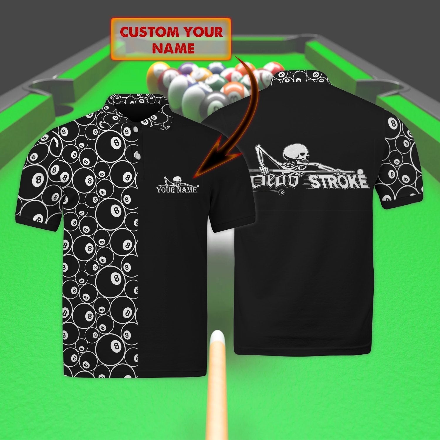 Billard 1 - Personalized Name 3D Polo Shirt - QB95