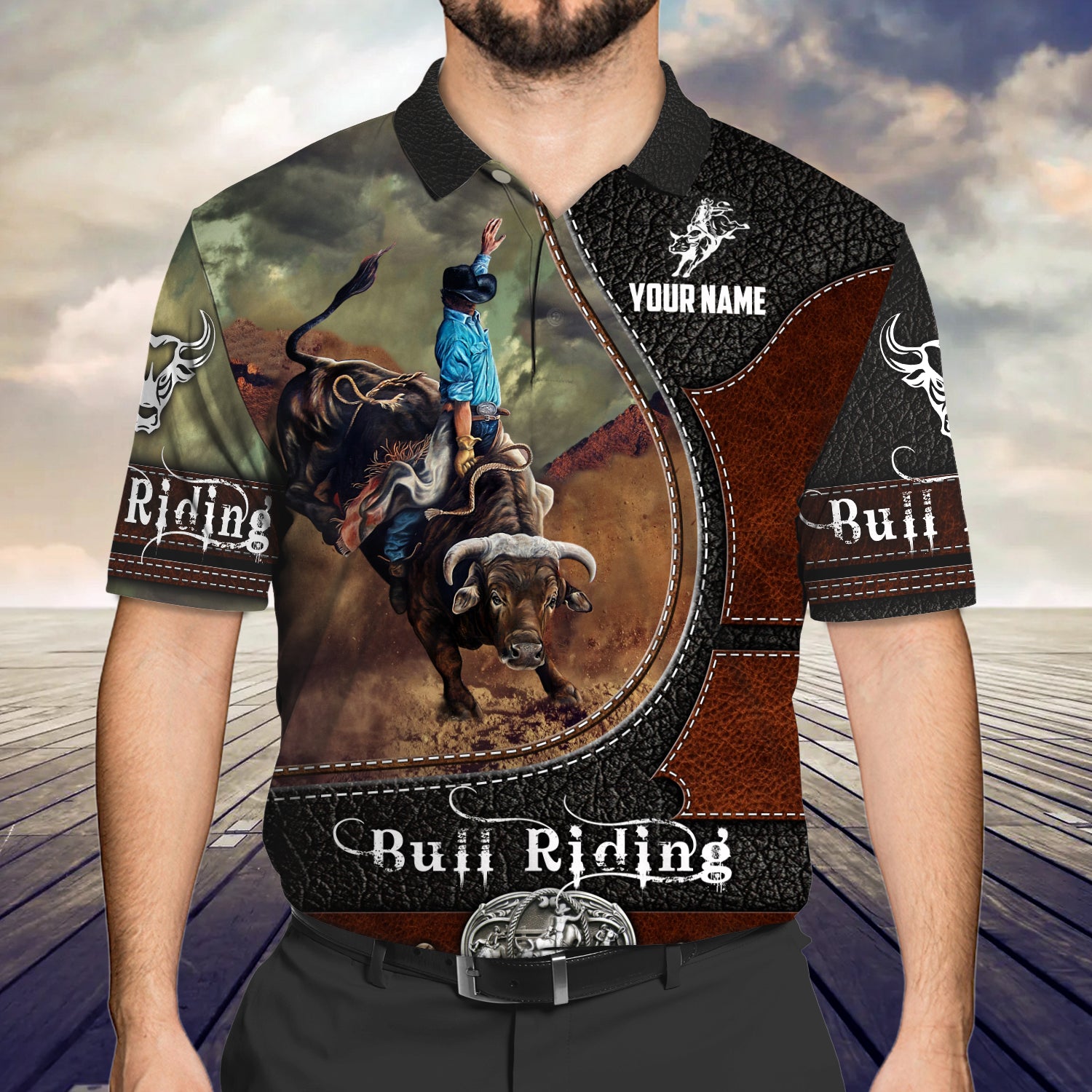 Bull riding - Personalized Name 3D Polo Shirt-Lst149