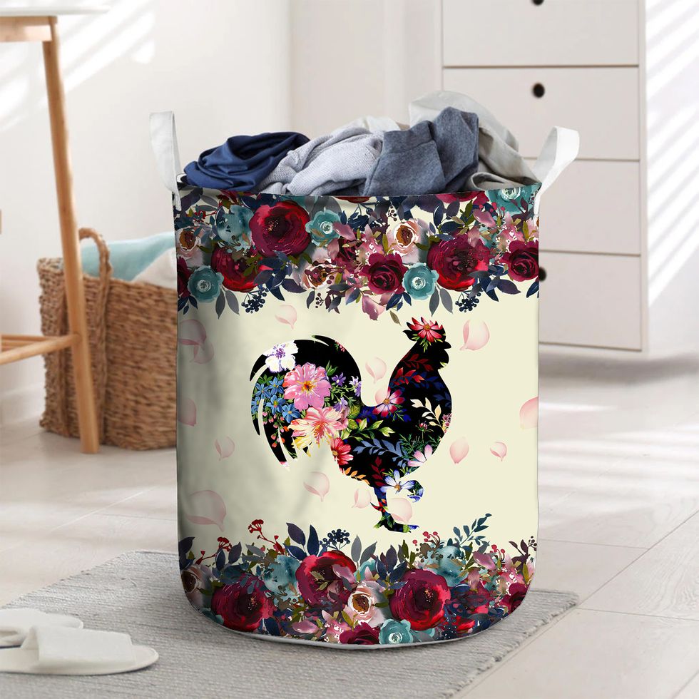 Floral Chicken Laundry Basket