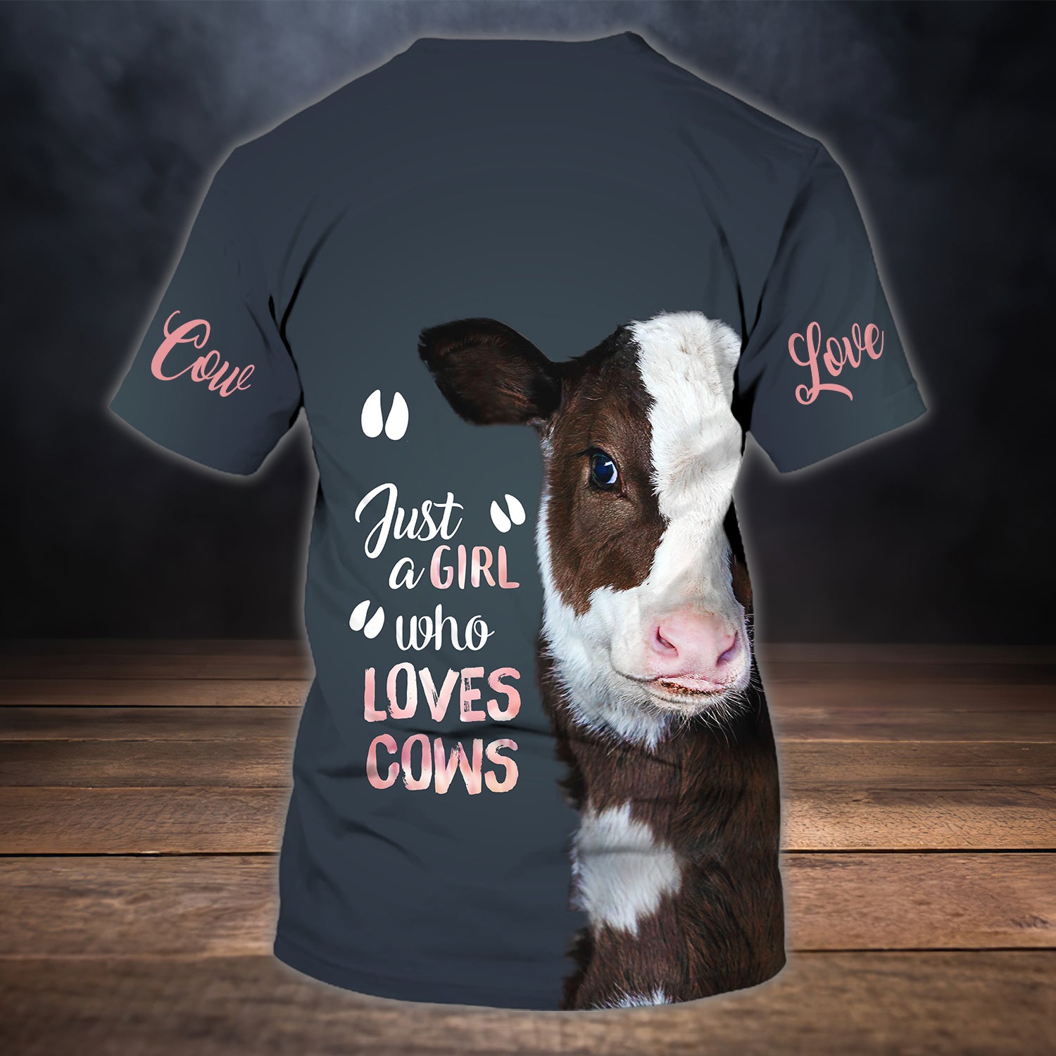 Just A Girl Who Loves Cows - Personalized Name 3D Tshirt - Dah 30