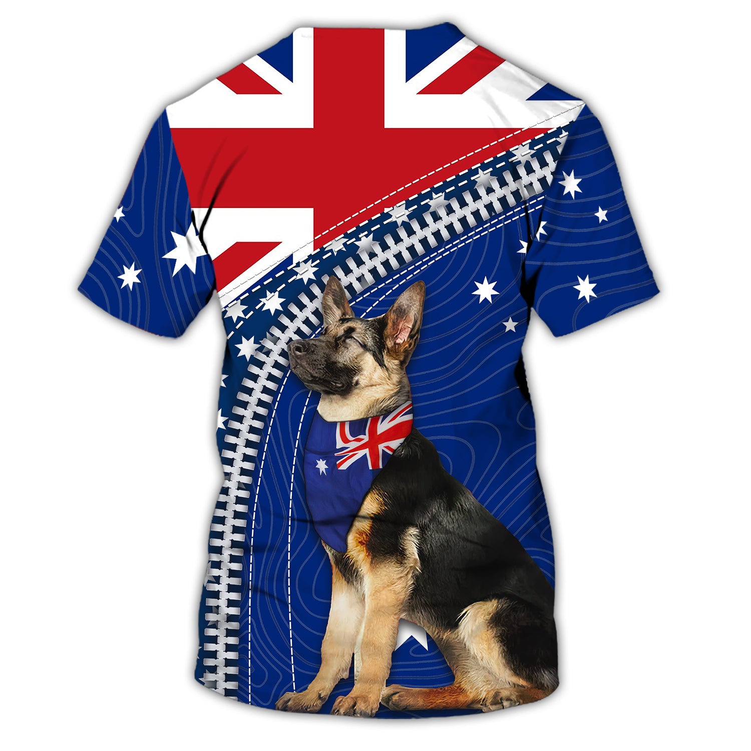 German Shepherd. Happy Australia Day, 26 January - 3D Tshirt - Tad 329