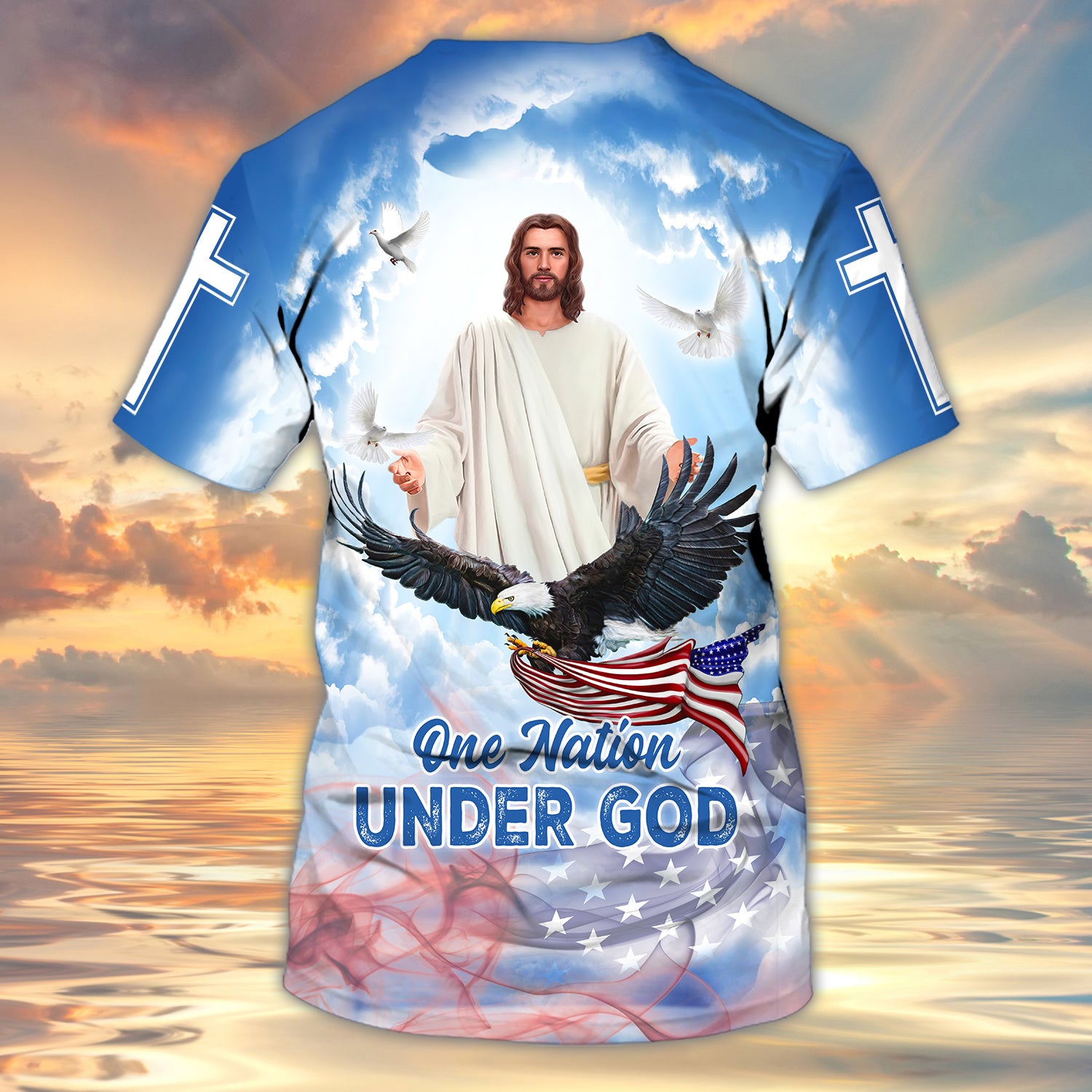 One nation under god 3d full print shirt gift for christian 1859 htv