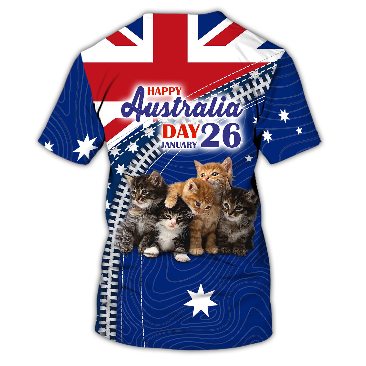 Cat. Happy Australia Day, 26 January - 3D Tshirt - Tad 330